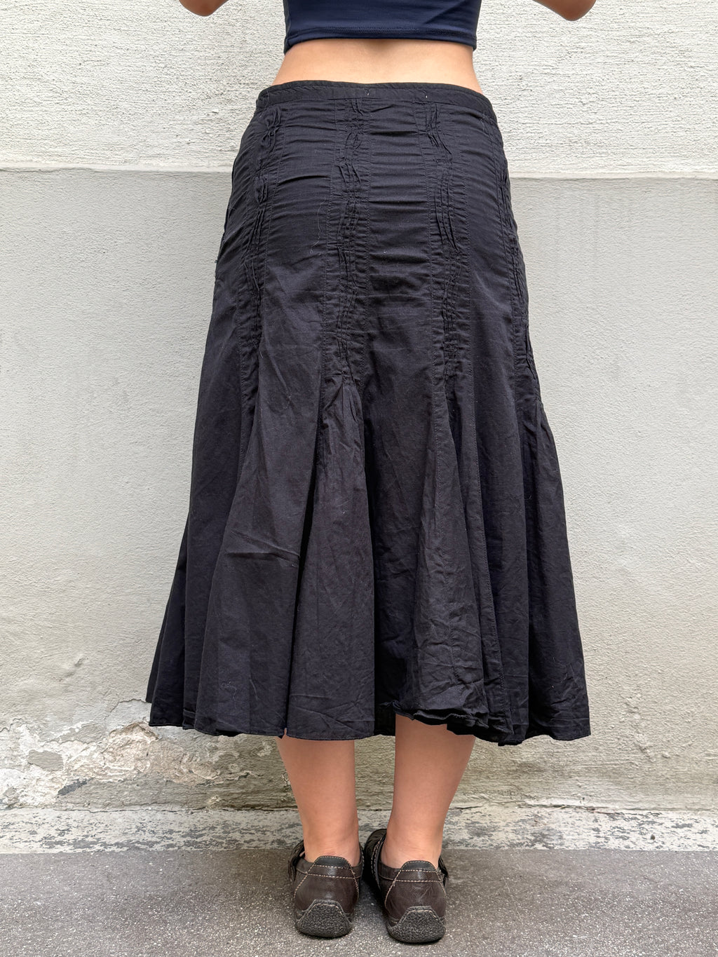 Vintage 100% Cotton Black Midi Skirt XS/S