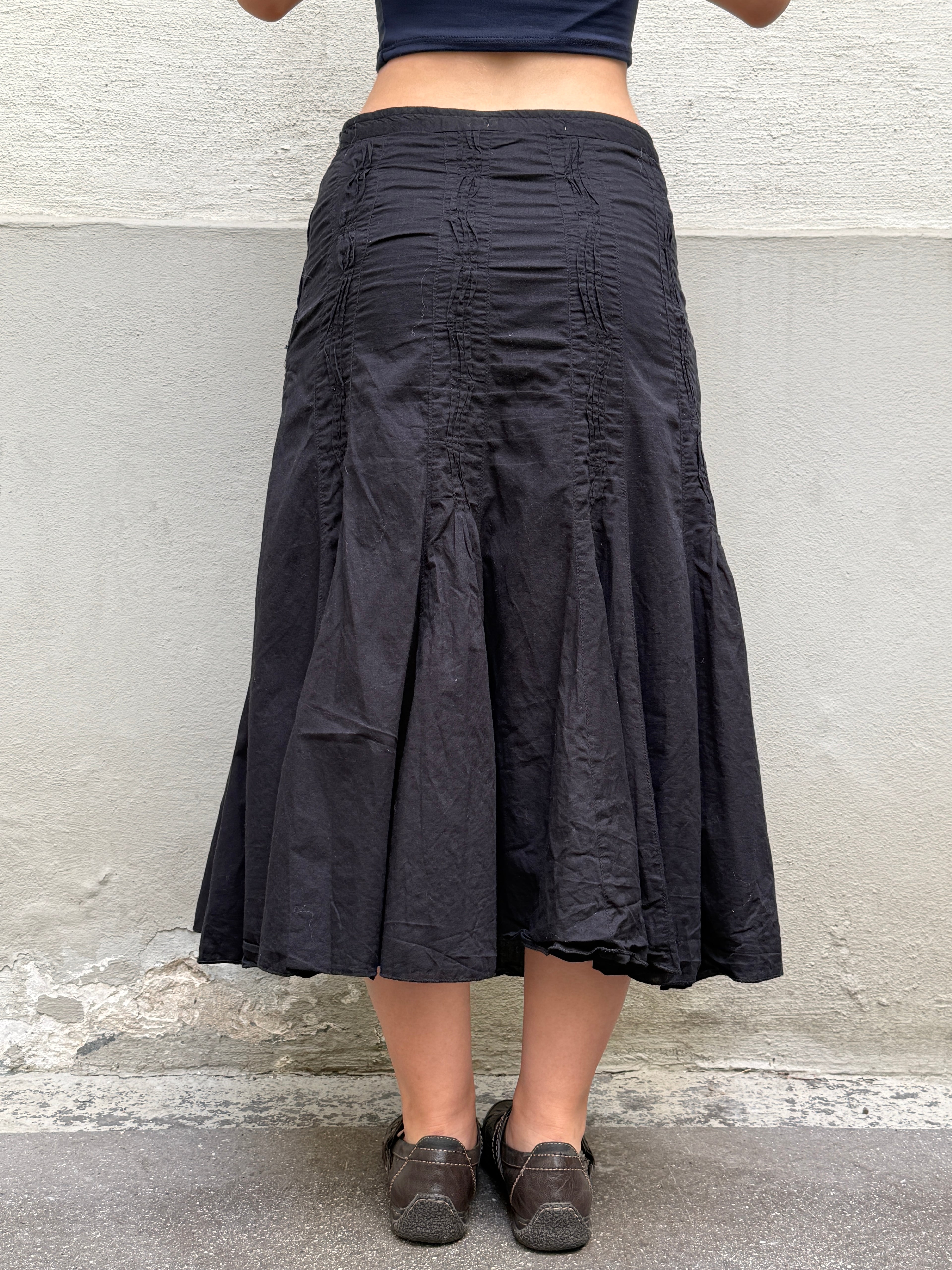 Vintage 100% Cotton Black Midi Skirt XS/S