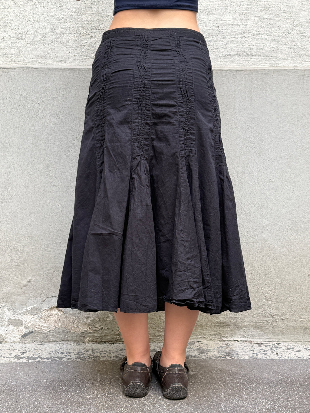 Vintage 100% Cotton Black Midi Skirt XS/S