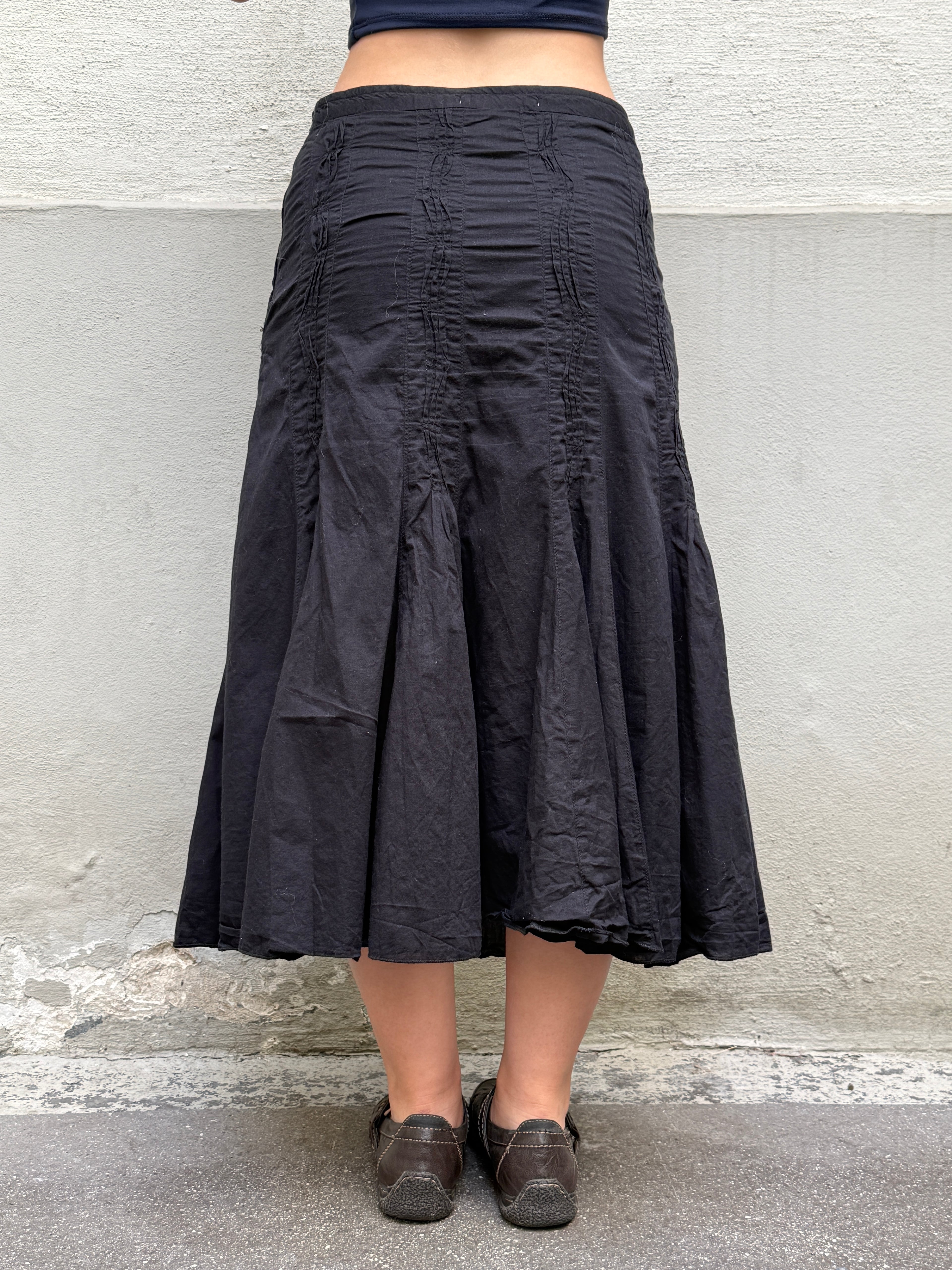 Vintage 100% Cotton Black Midi Skirt XS/S