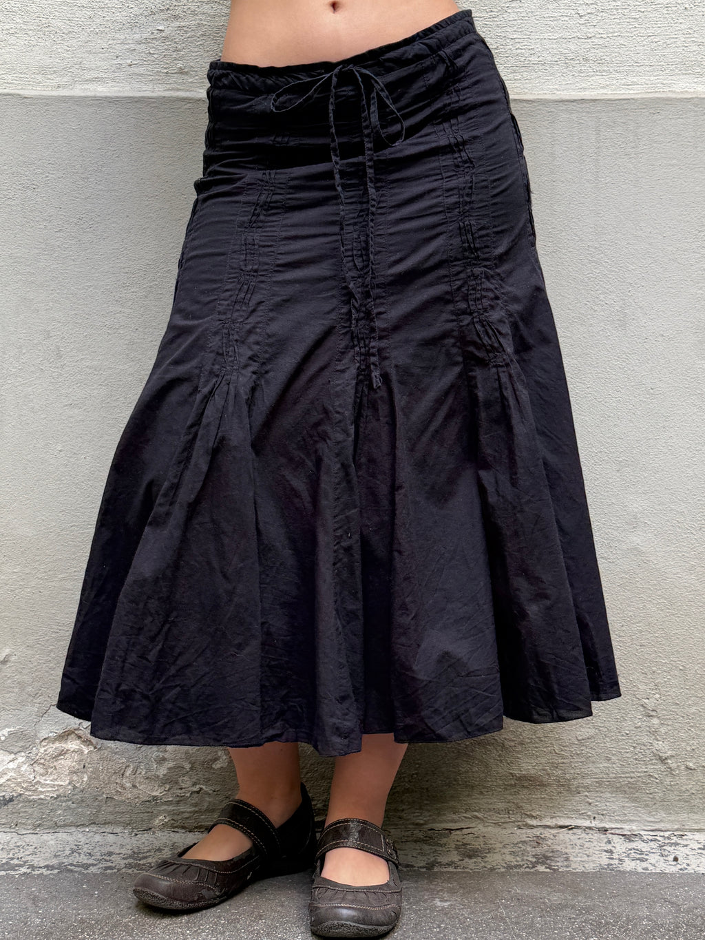 Vintage 100% Cotton Black Midi Skirt XS/S