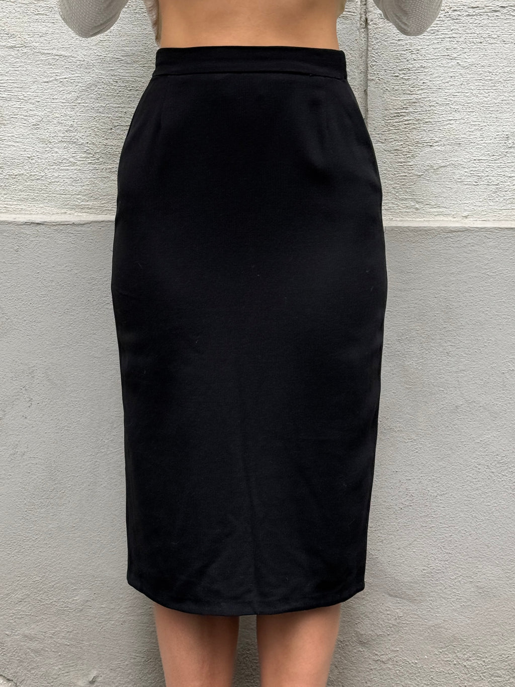 Vintage Black Wool Pencil Skirt S
