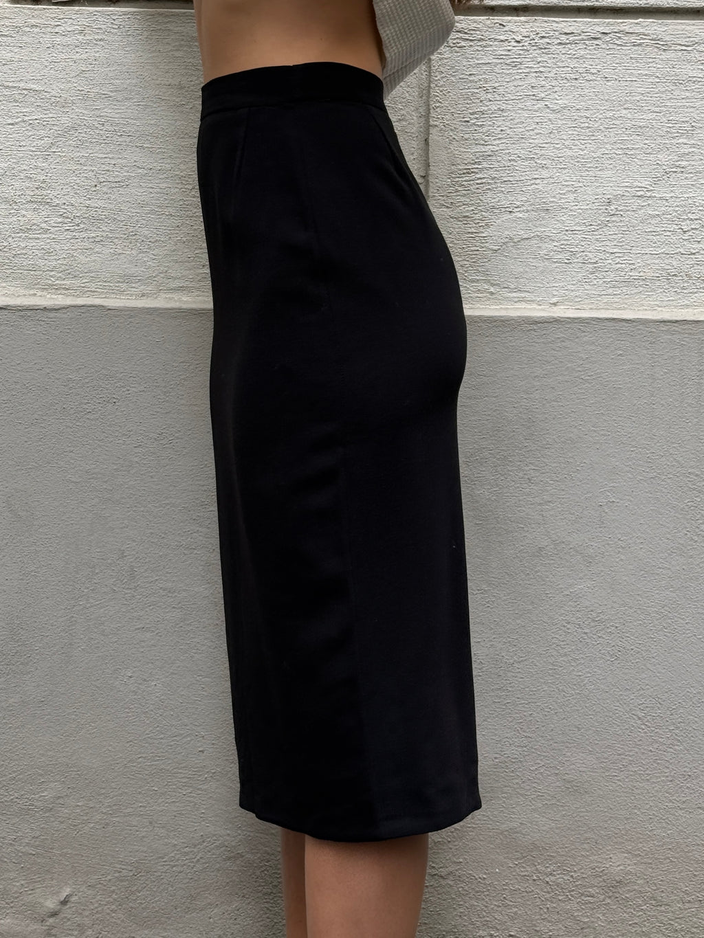 Vintage Black Wool Pencil Skirt S