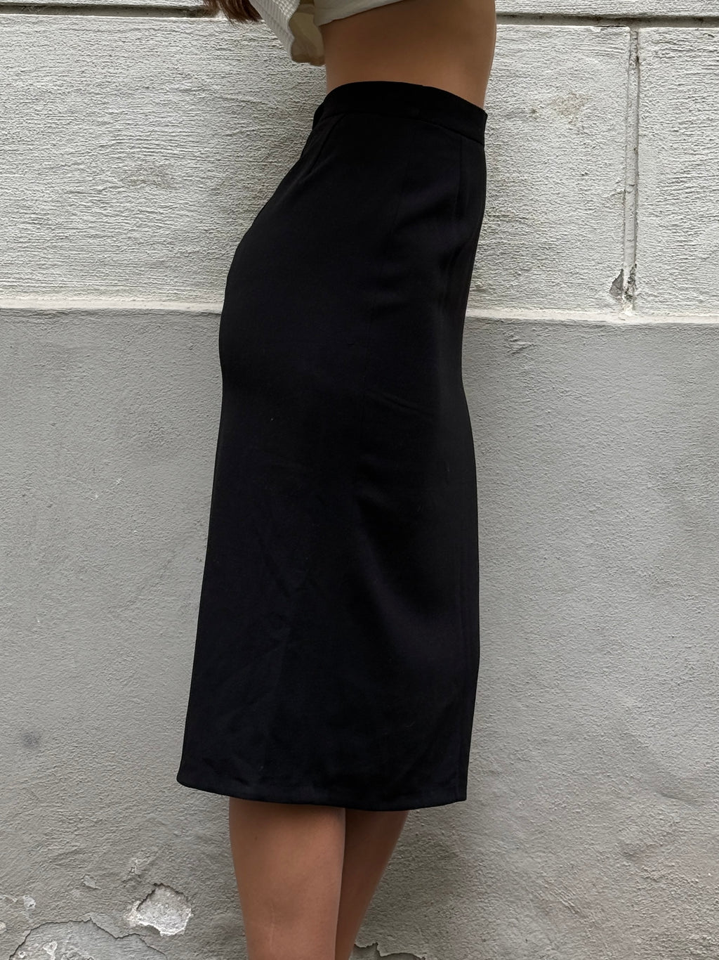 Vintage Black Wool Pencil Skirt S