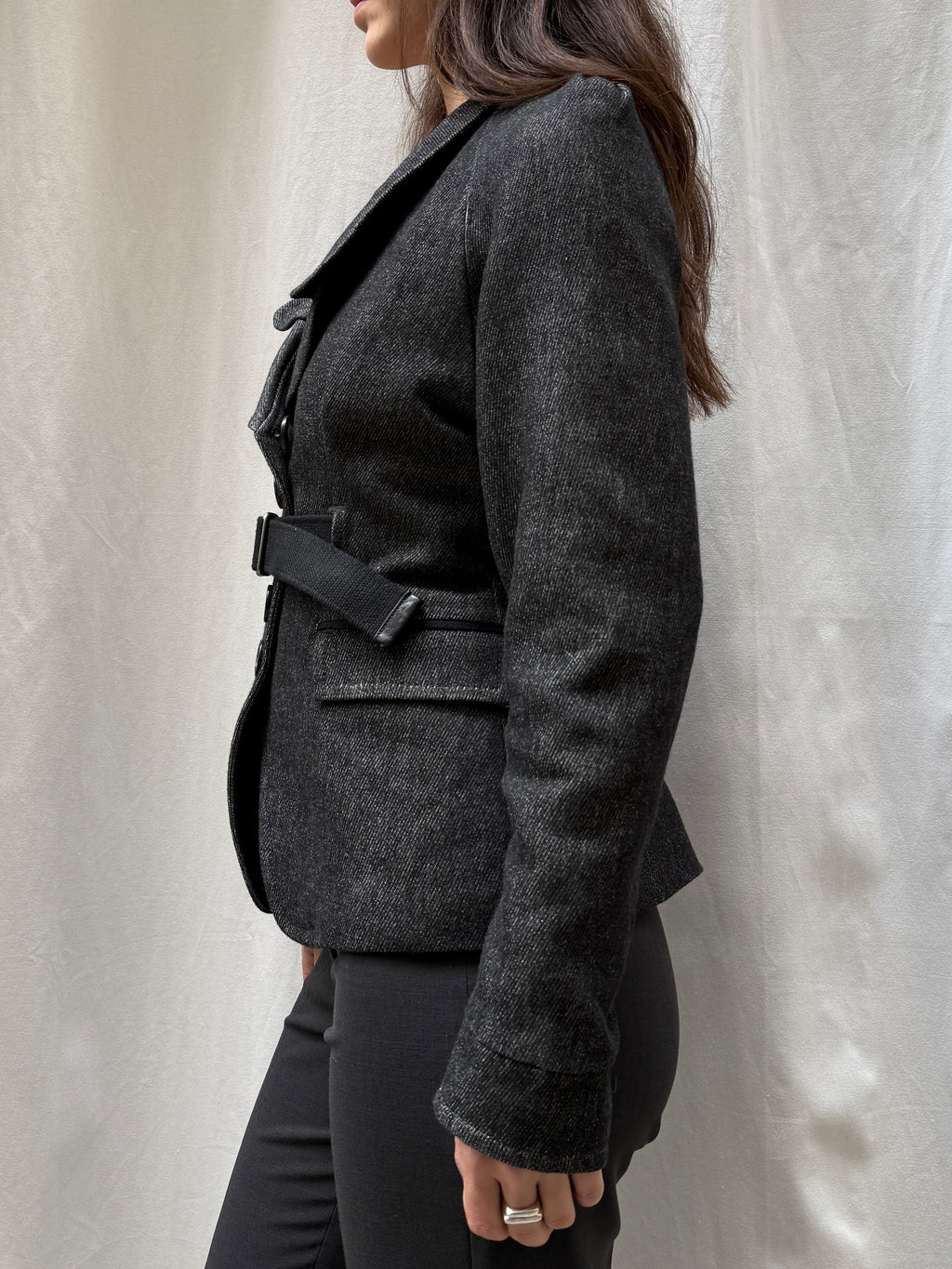 Cop Copine Belted Dark Gray Blazer Jacket S/M