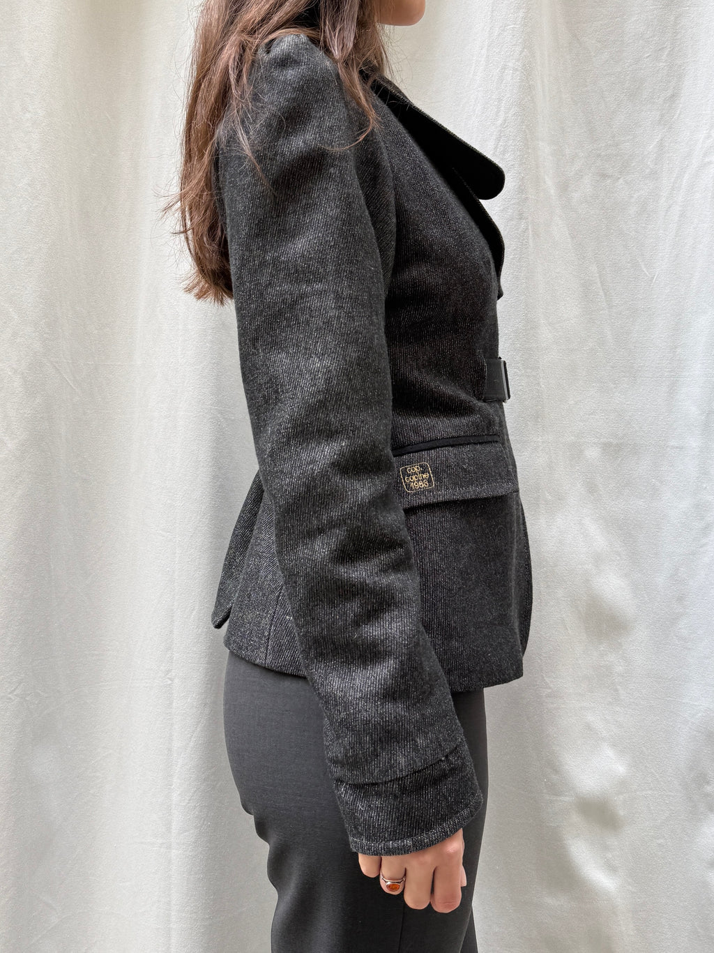 Cop Copine Belted Dark Gray Blazer Jacket S/M