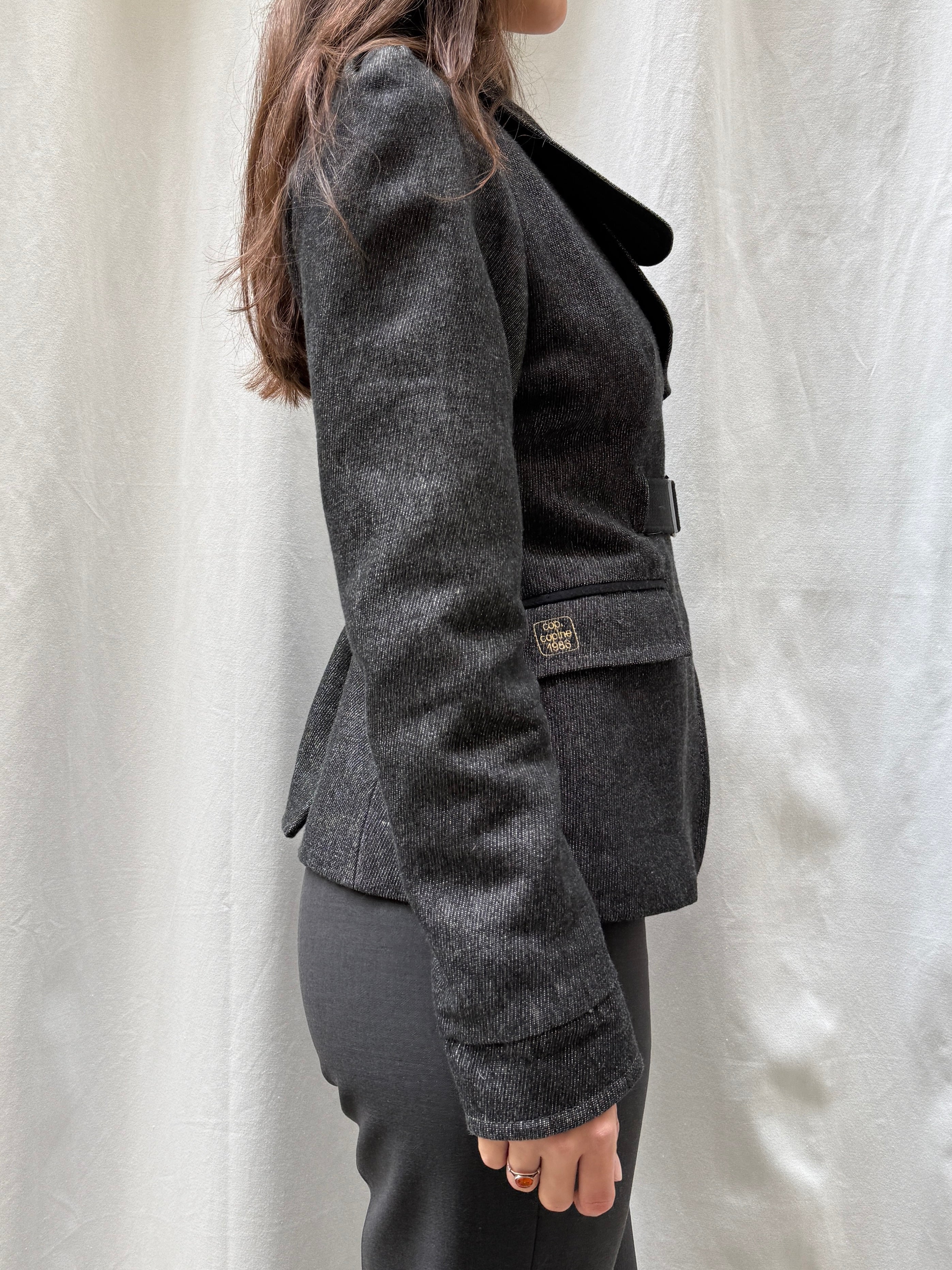 Cop Copine Belted Dark Gray Blazer Jacket S/M