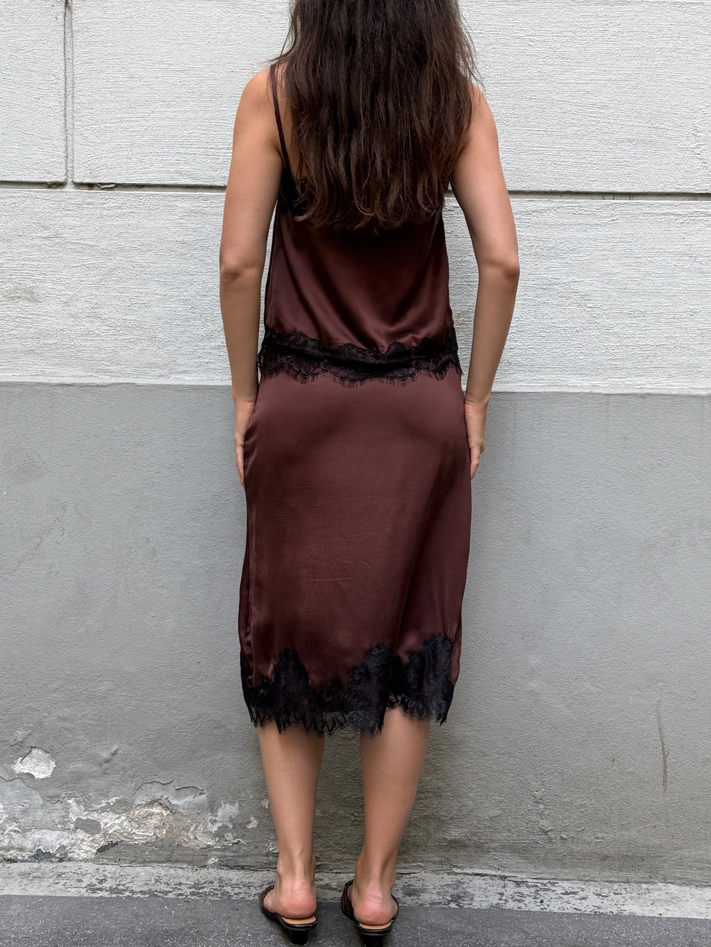 100% Italian Mulberry Silk Tailor Made Skirt + Camisole Top 2-Piece Set S