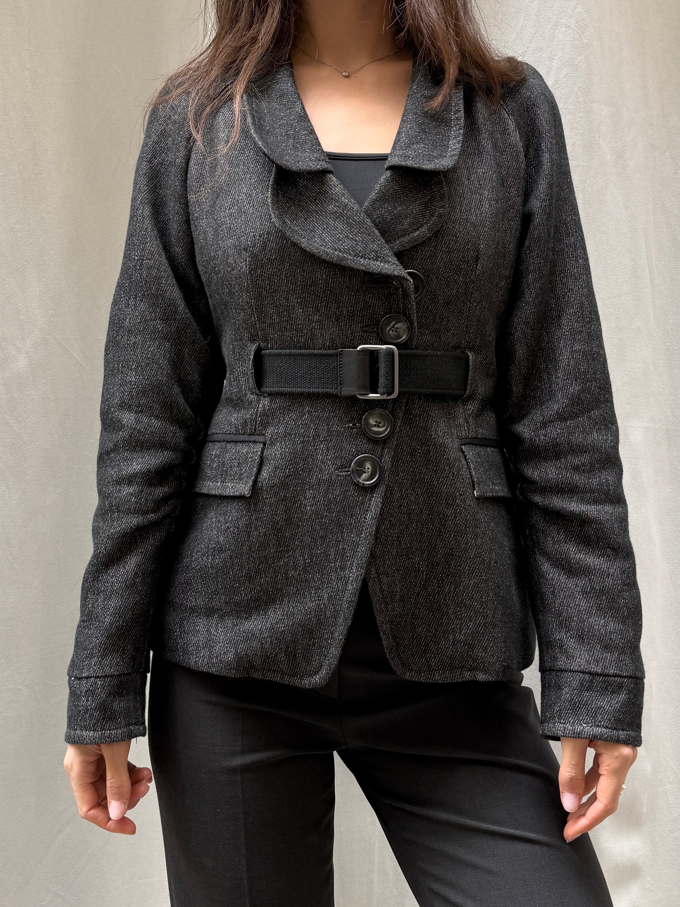 Cop Copine Belted Dark Gray Blazer Jacket S/M