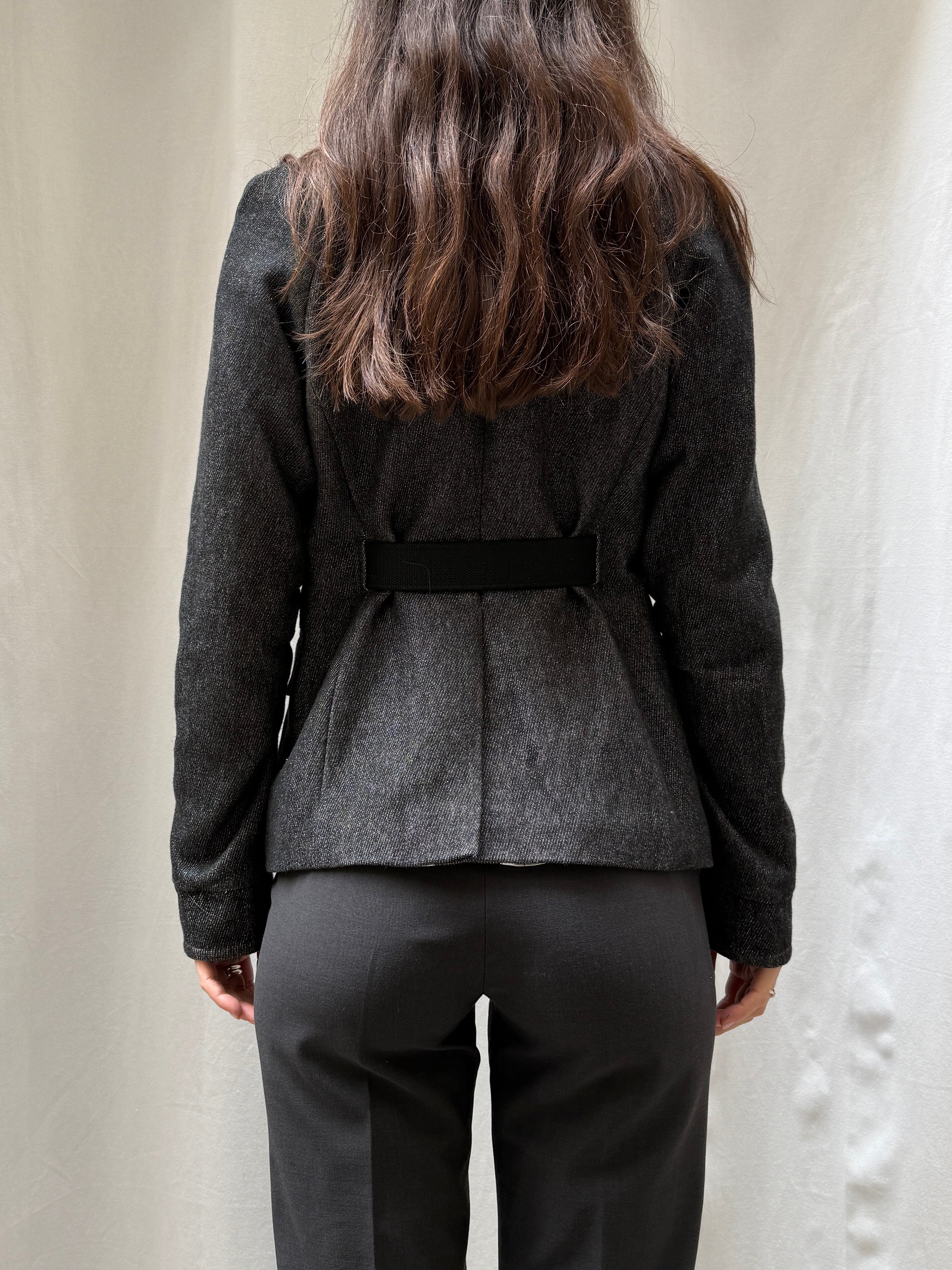 Cop Copine Belted Dark Gray Blazer Jacket S/M