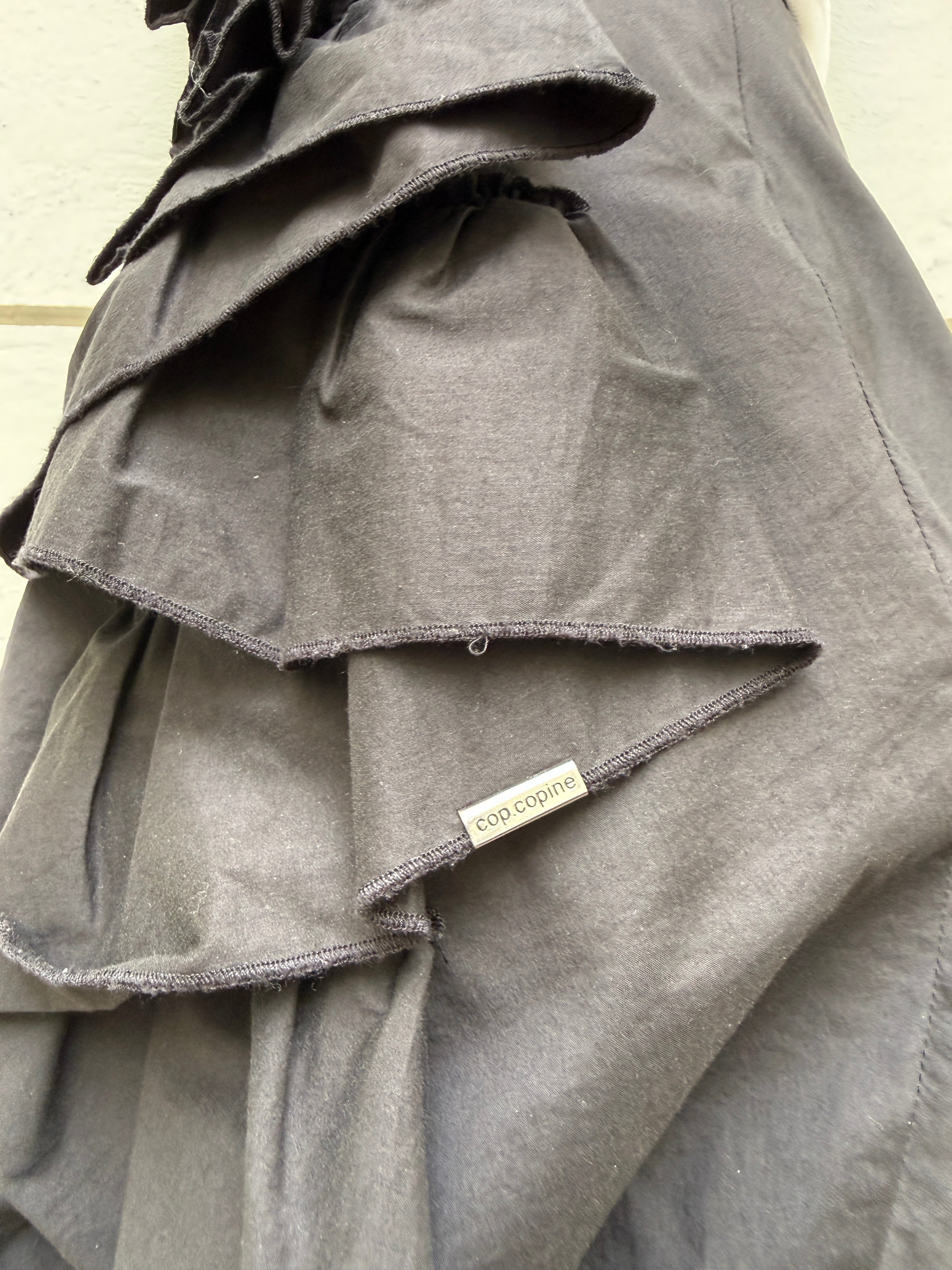 Cop Copine Ruffle Black Cotton Balloon Skirt S/M