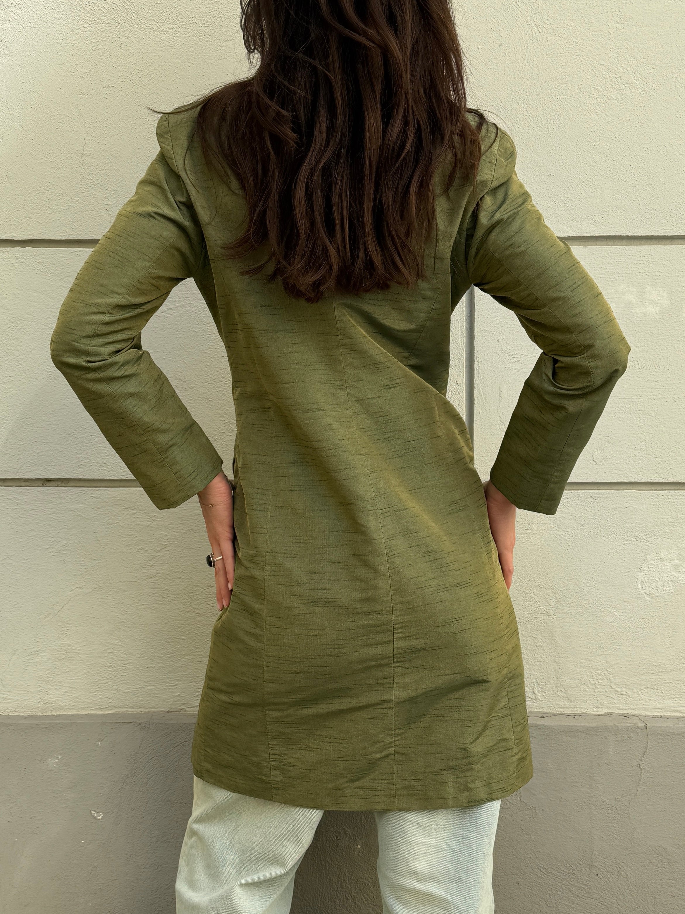 Vintage Silk Blend Green Blazer Jacket S