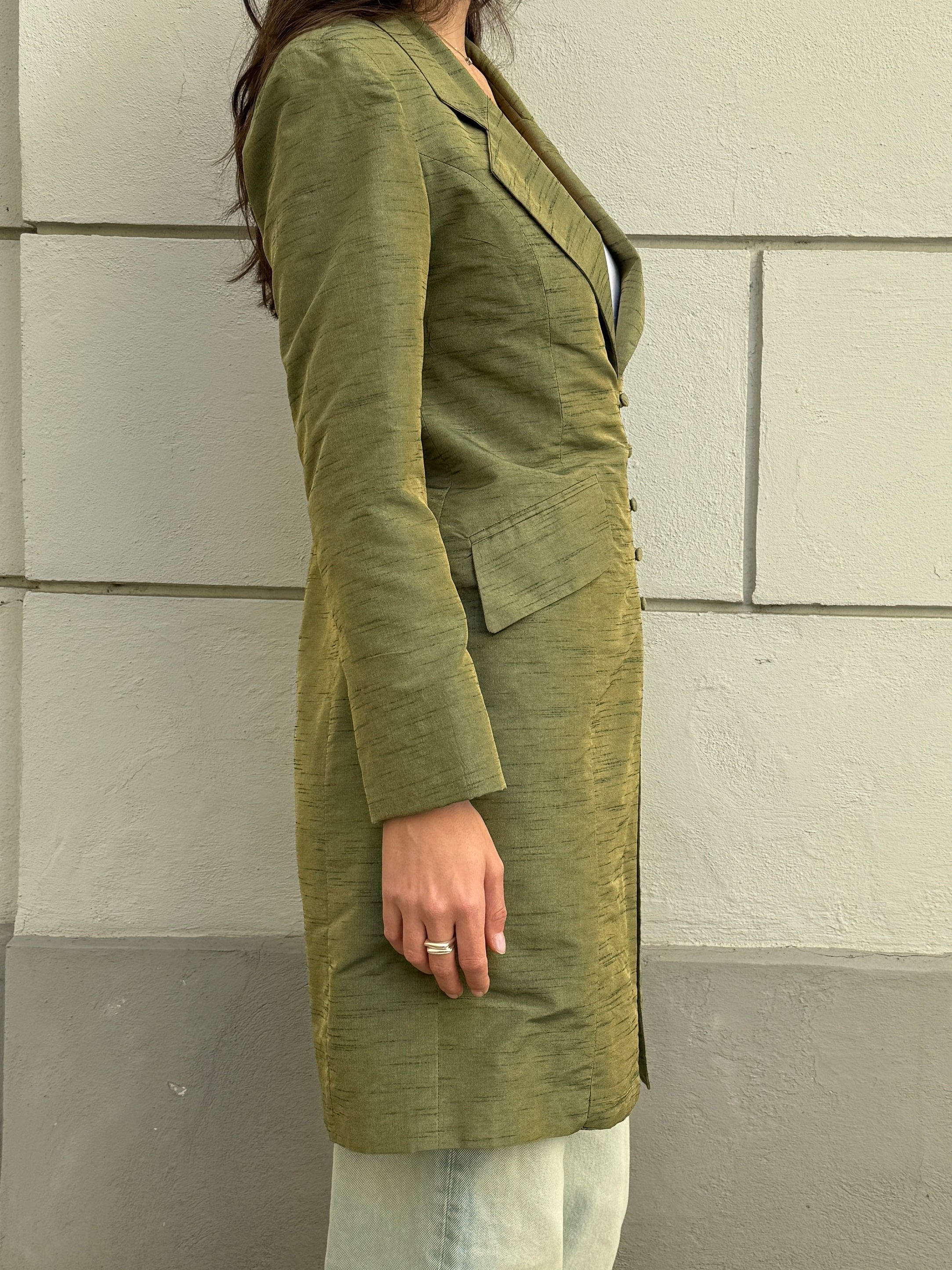 Vintage Silk Blend Green Blazer Jacket S