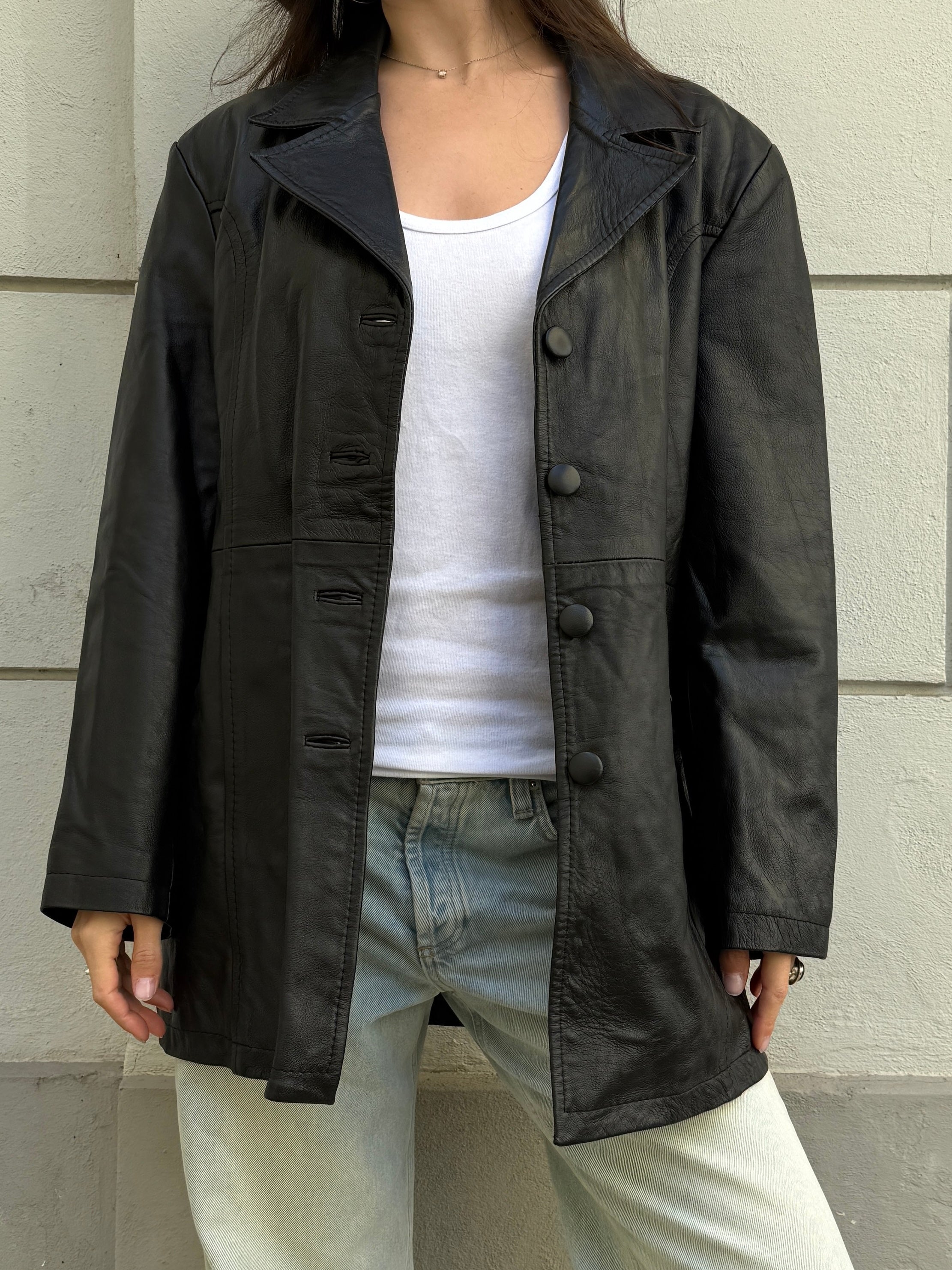 Vintage 100% Genuine Leather Black Jacket L