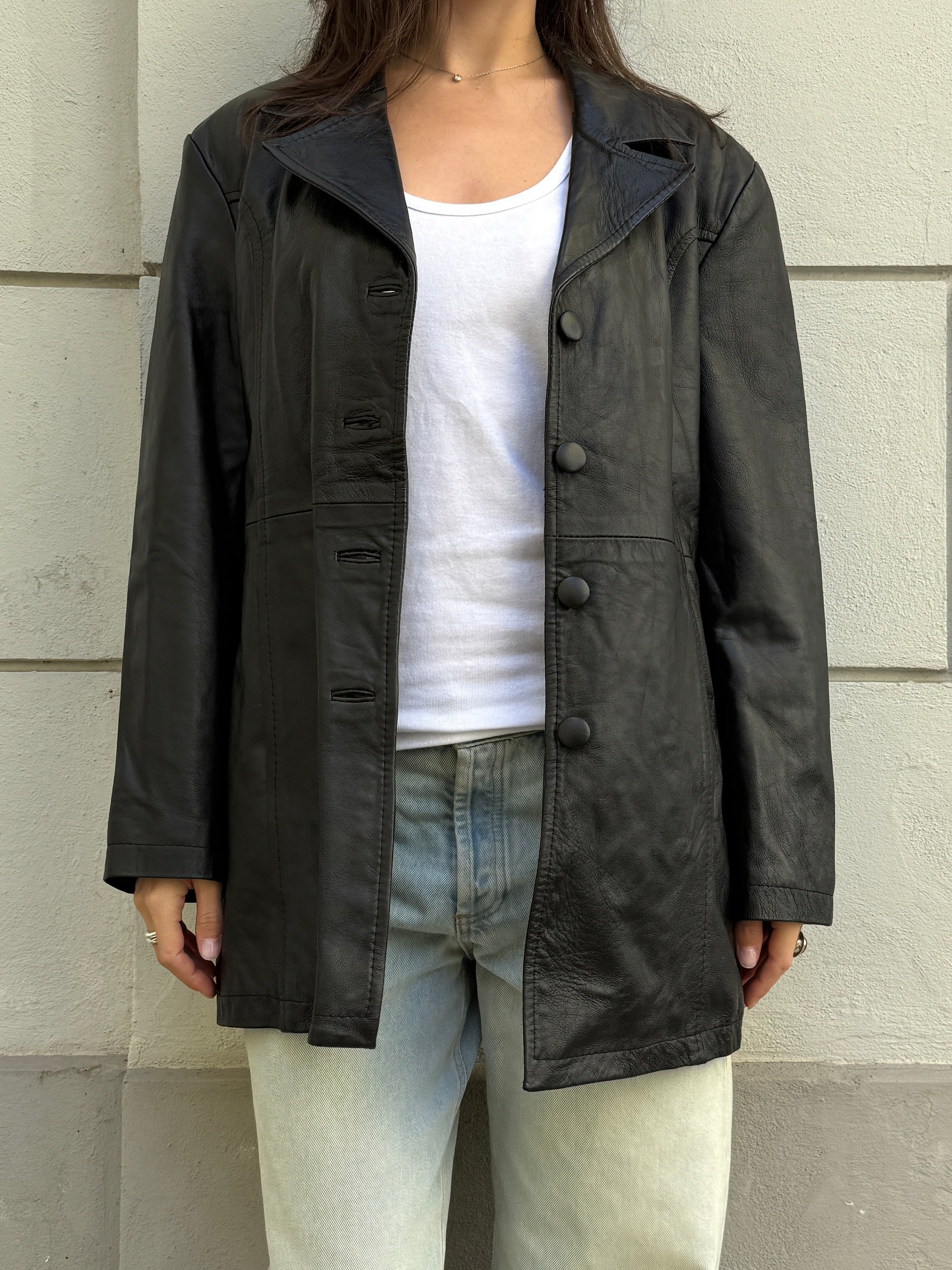 Vintage 100% Genuine Leather Black Jacket L