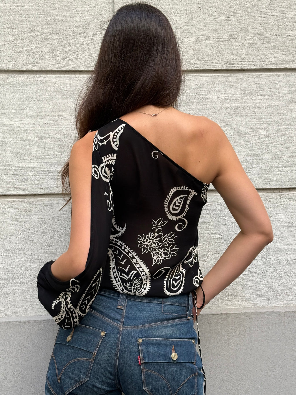 Vintage Y2K 100% Viscose Asymmetrical Top S