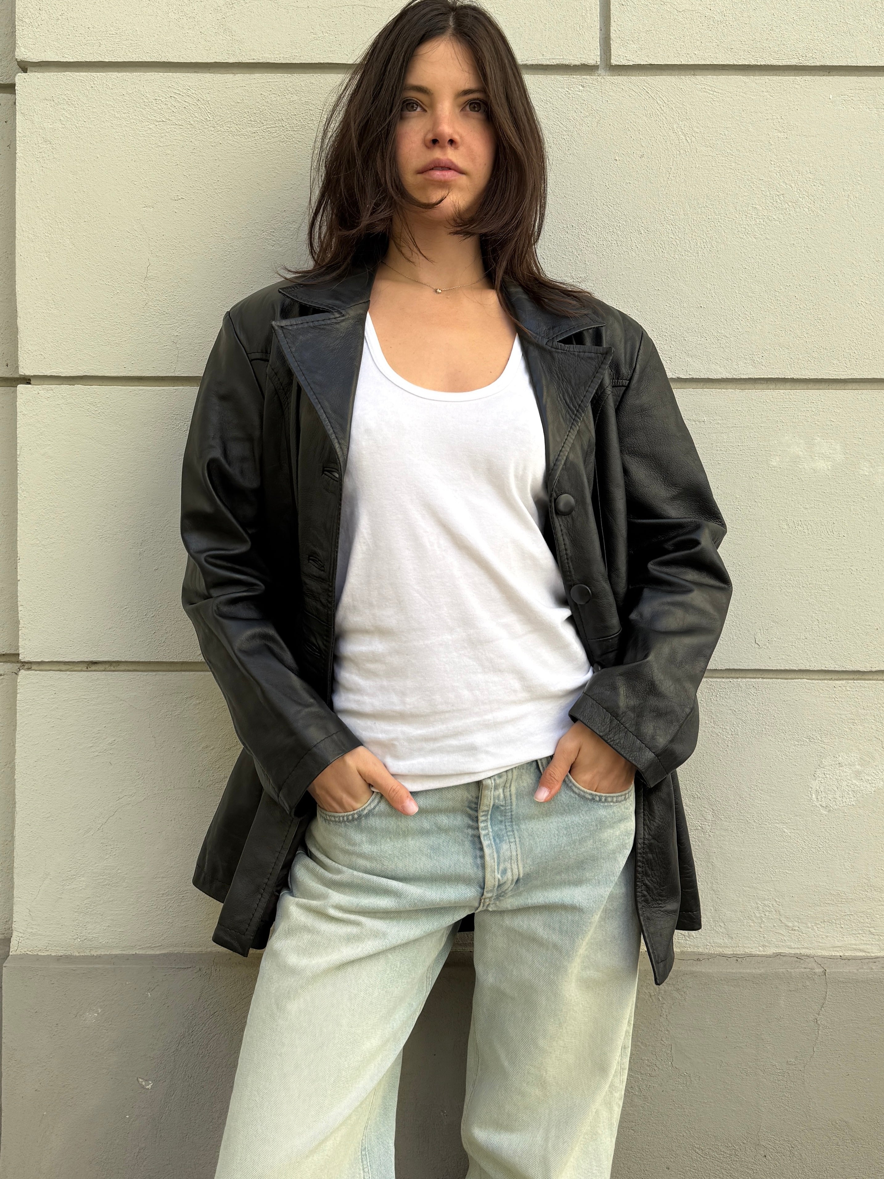 Vintage 100% Genuine Leather Black Jacket L