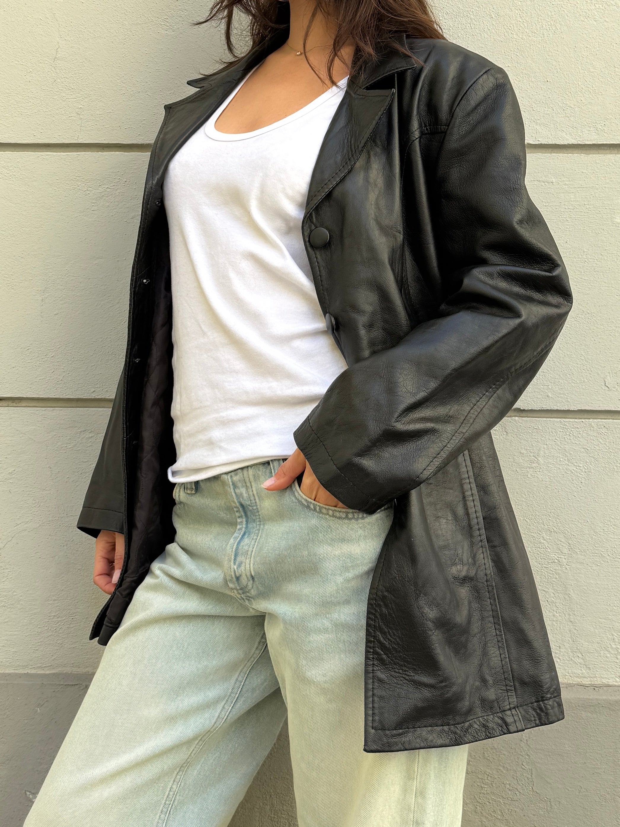 Vintage 100% Genuine Leather Black Jacket L