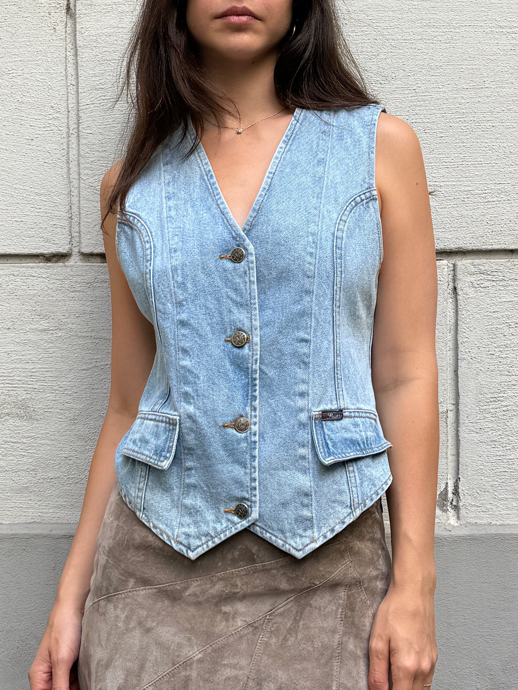 Vintage 100% Cotton Light Blue Vest M