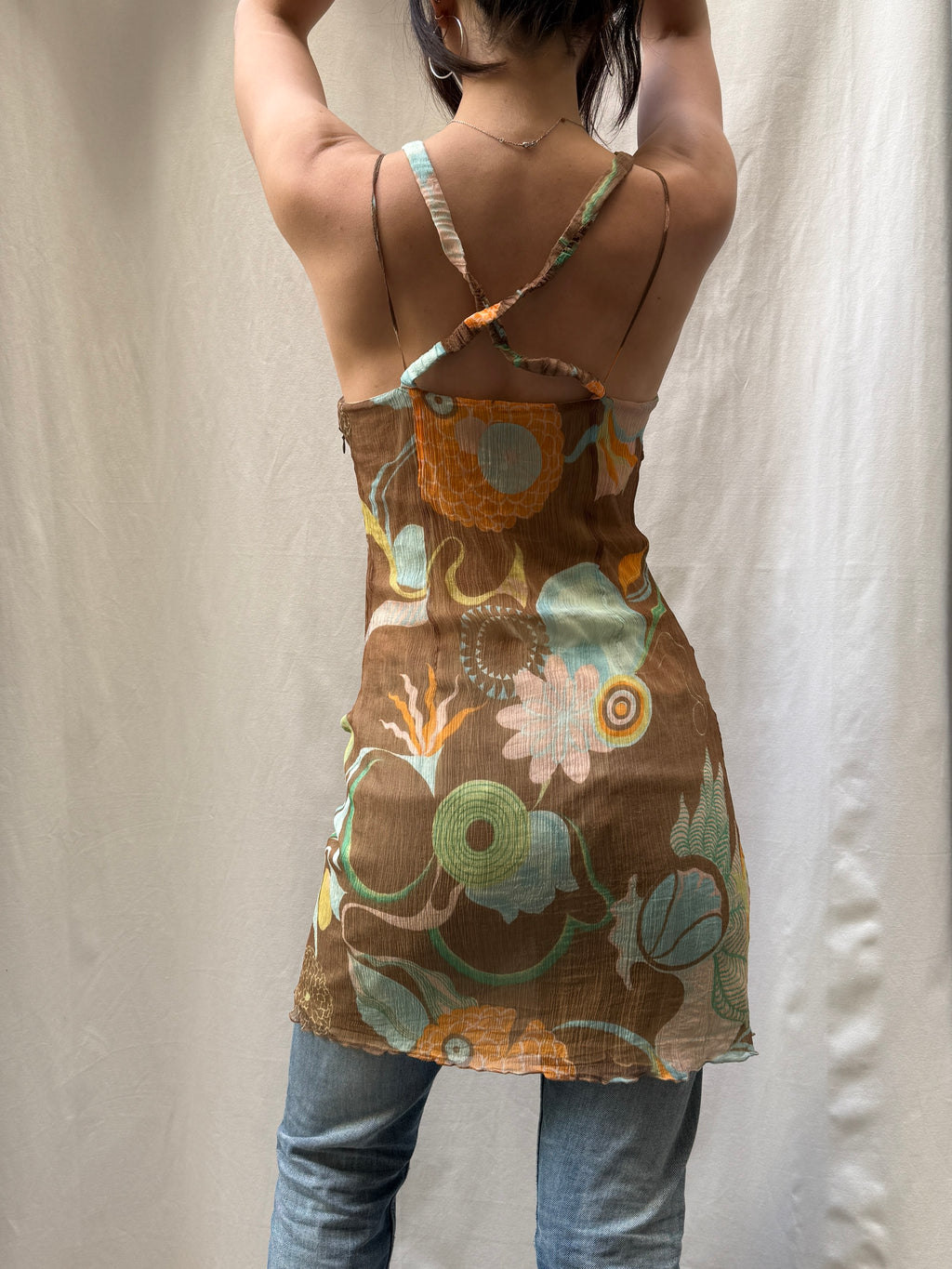 Vintage Y2K 100% Silk Mini Dress M