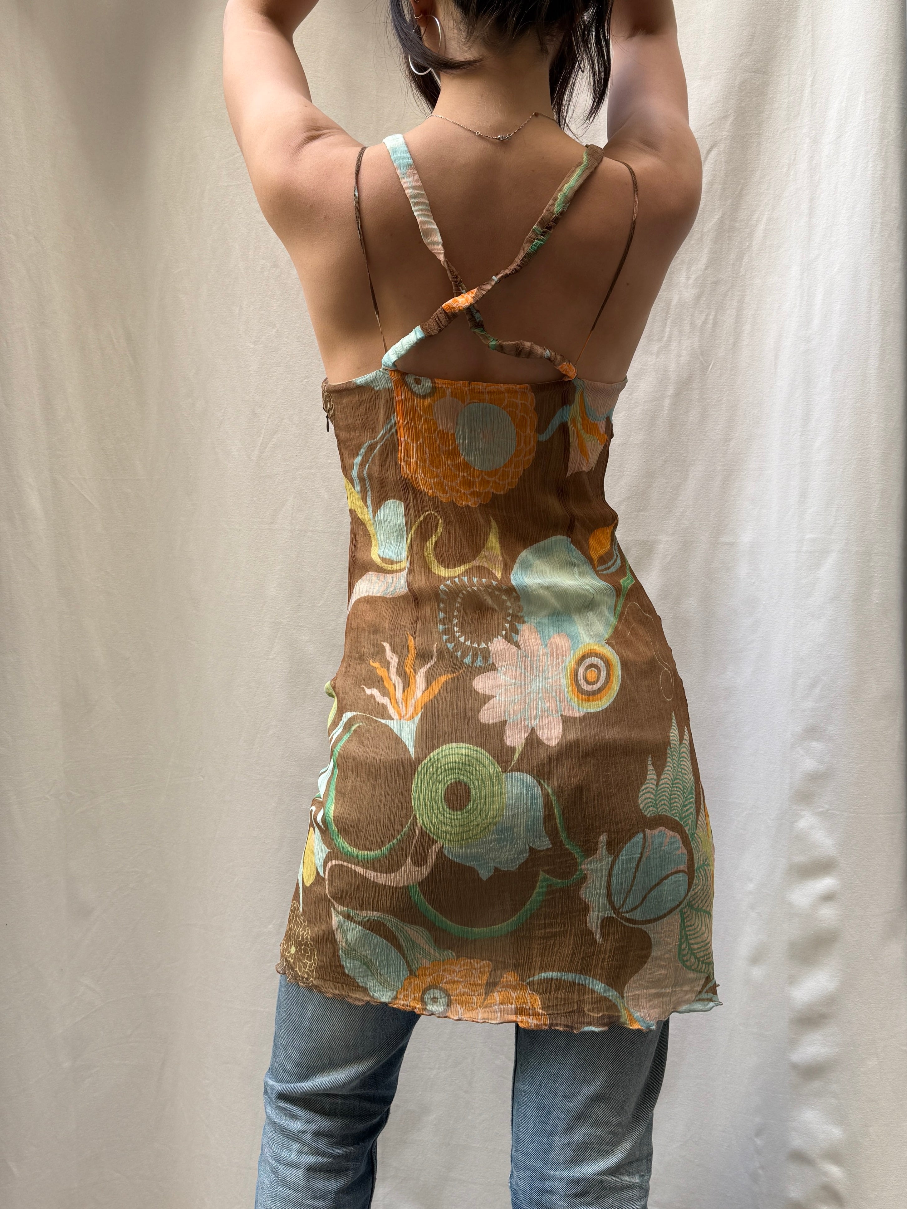 Vintage Y2K 100% Silk Mini Dress M