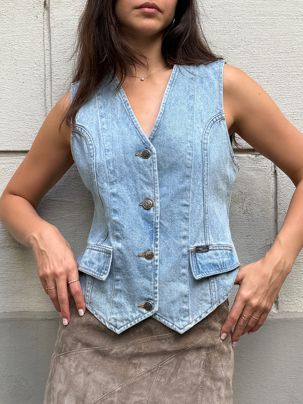Vintage 100% Cotton Light Blue Vest M
