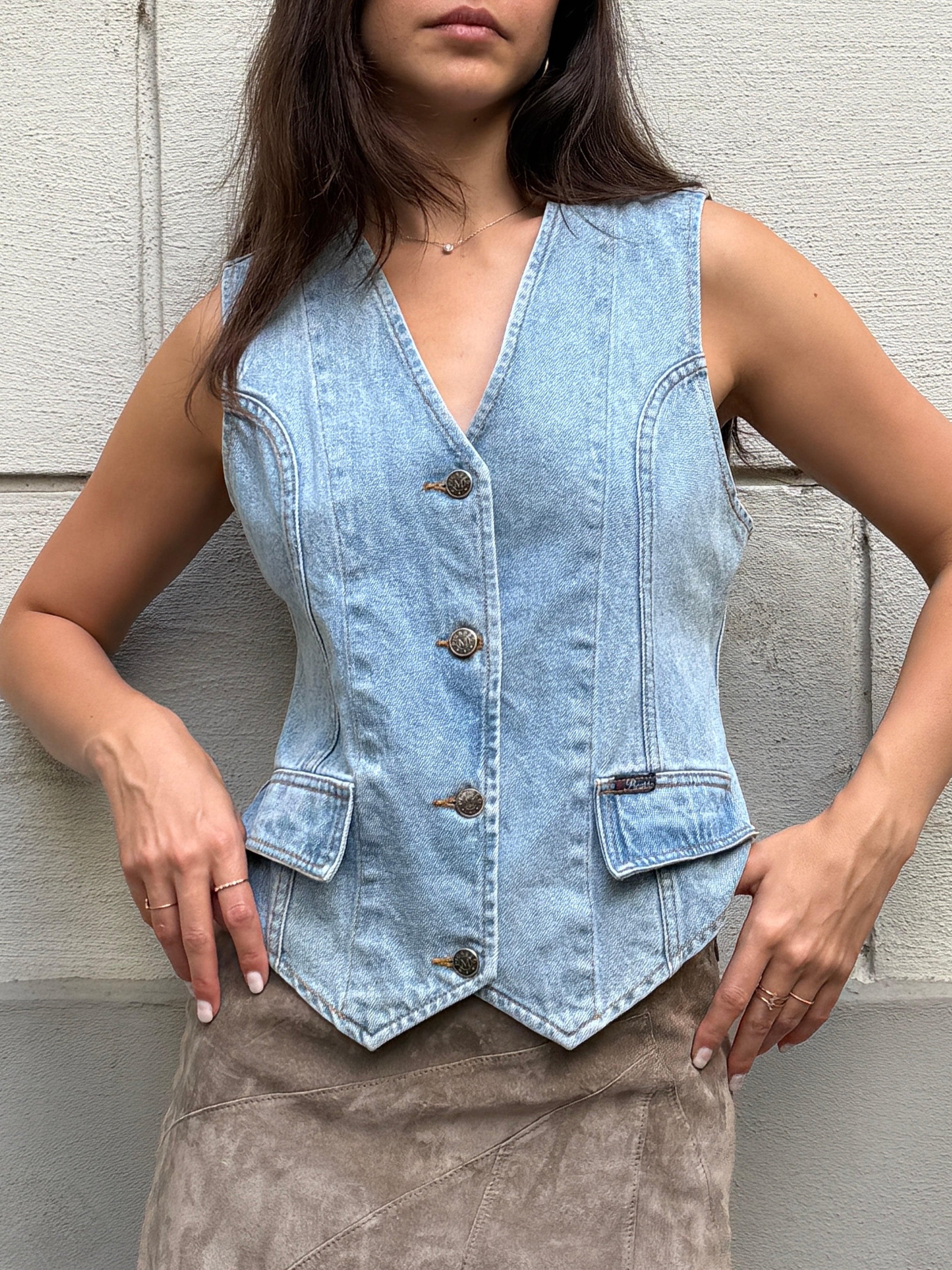 Vintage 100% Cotton Light Blue Vest M