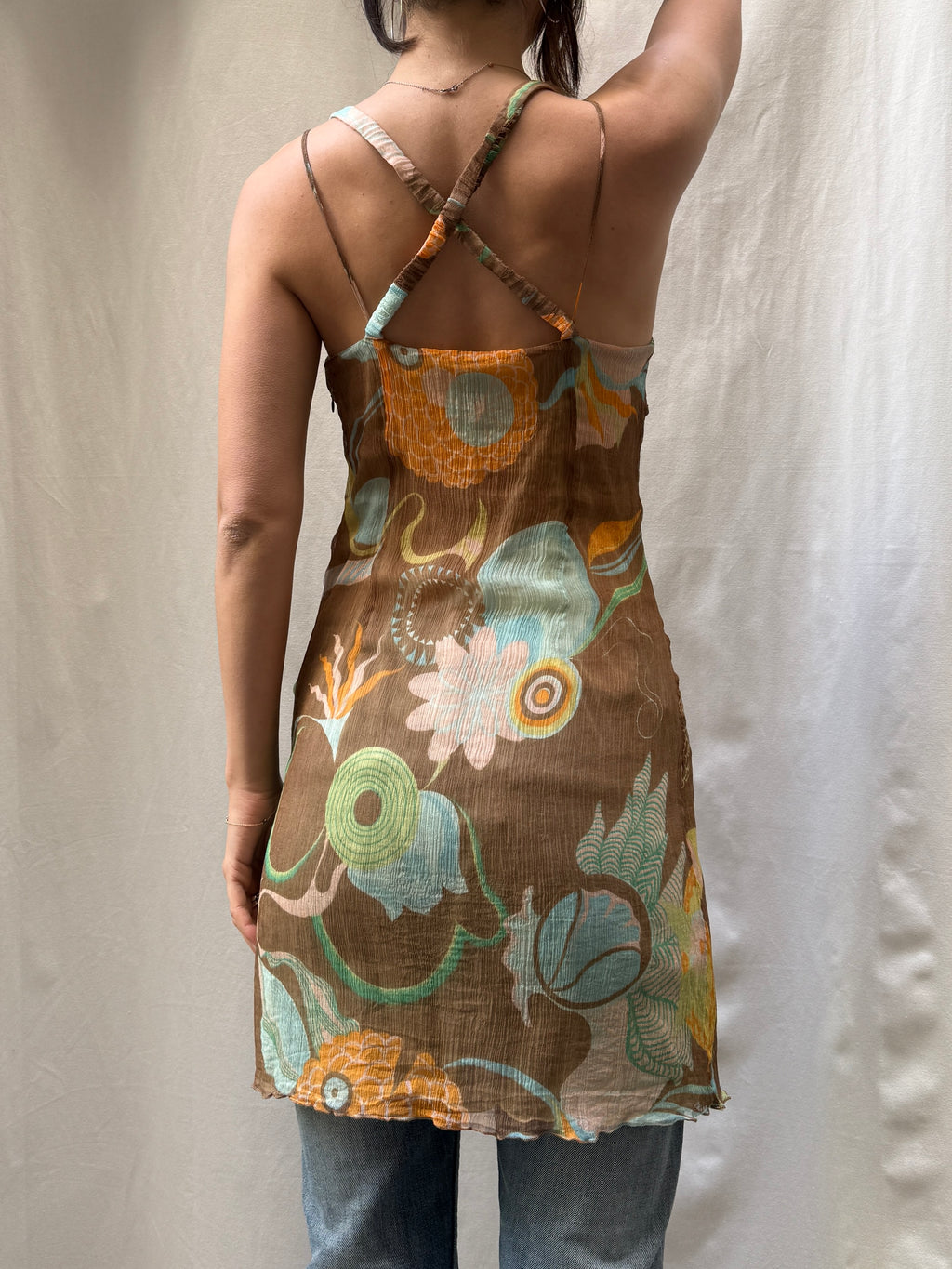 Vintage Y2K 100% Silk Mini Dress M