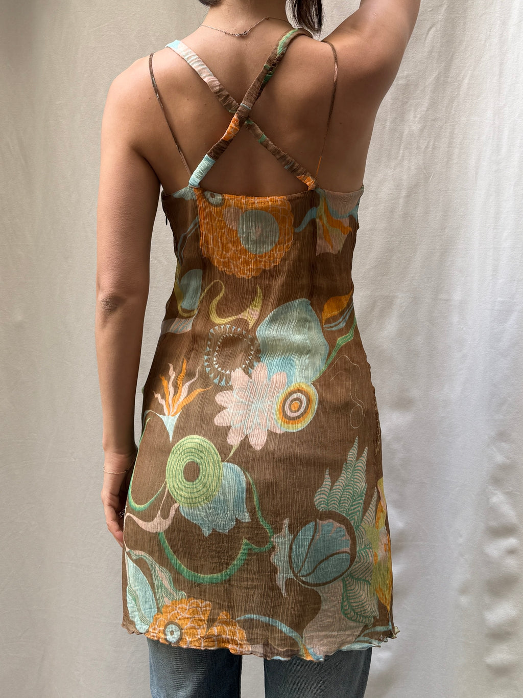 Vintage Y2K 100% Silk Mini Dress M