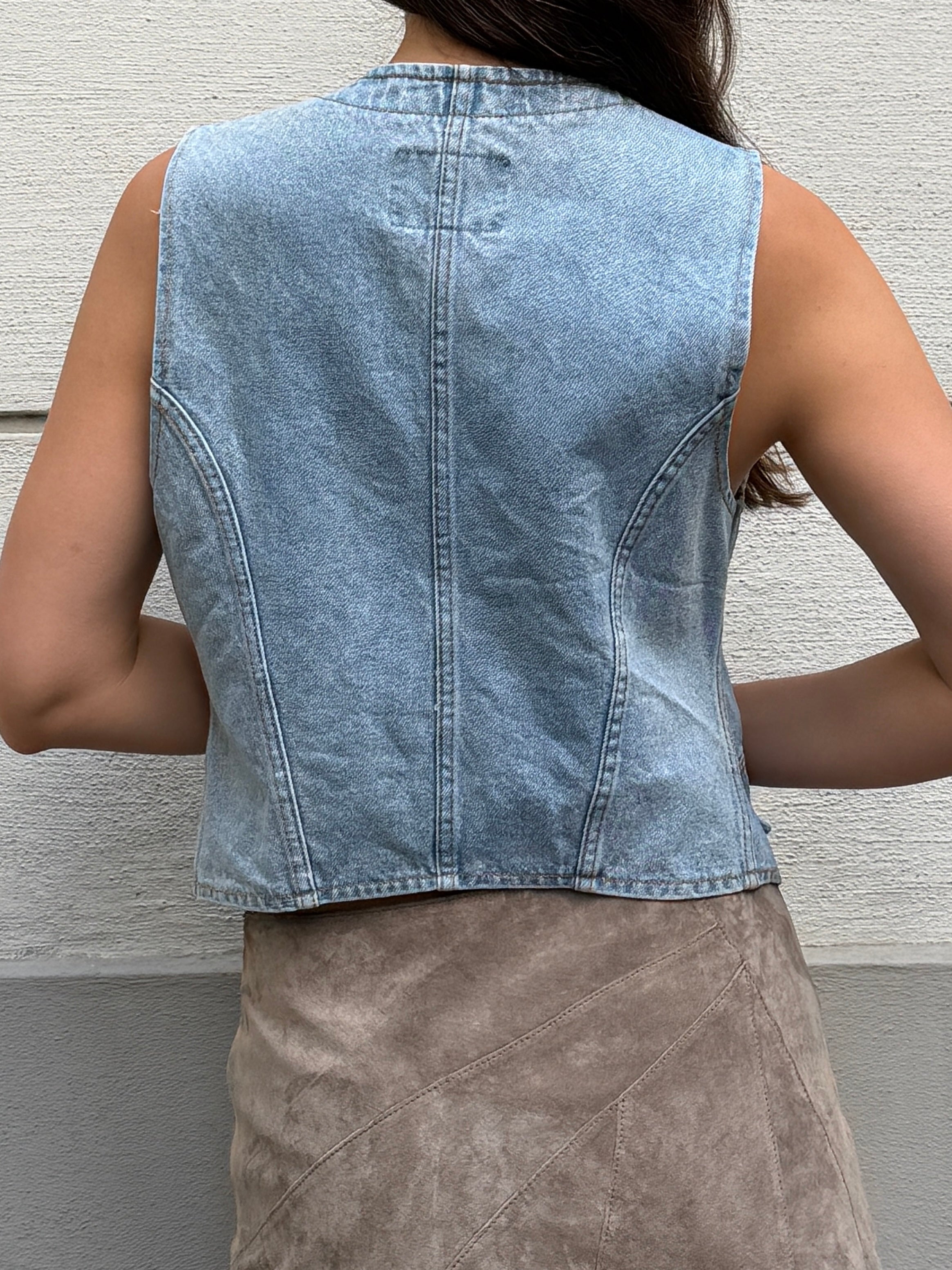 Vintage 100% Cotton Light Blue Vest M