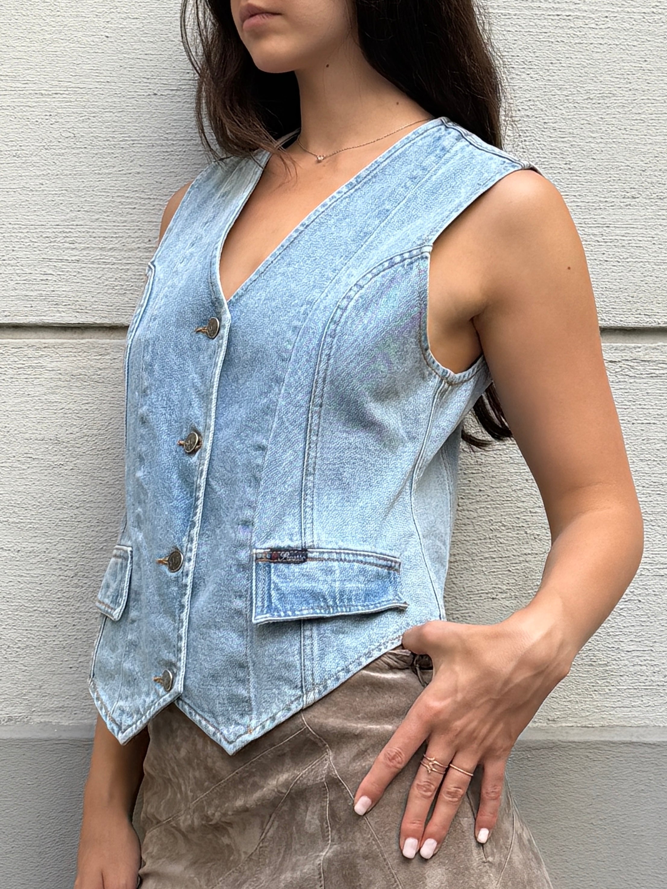 Vintage 100% Cotton Light Blue Vest M