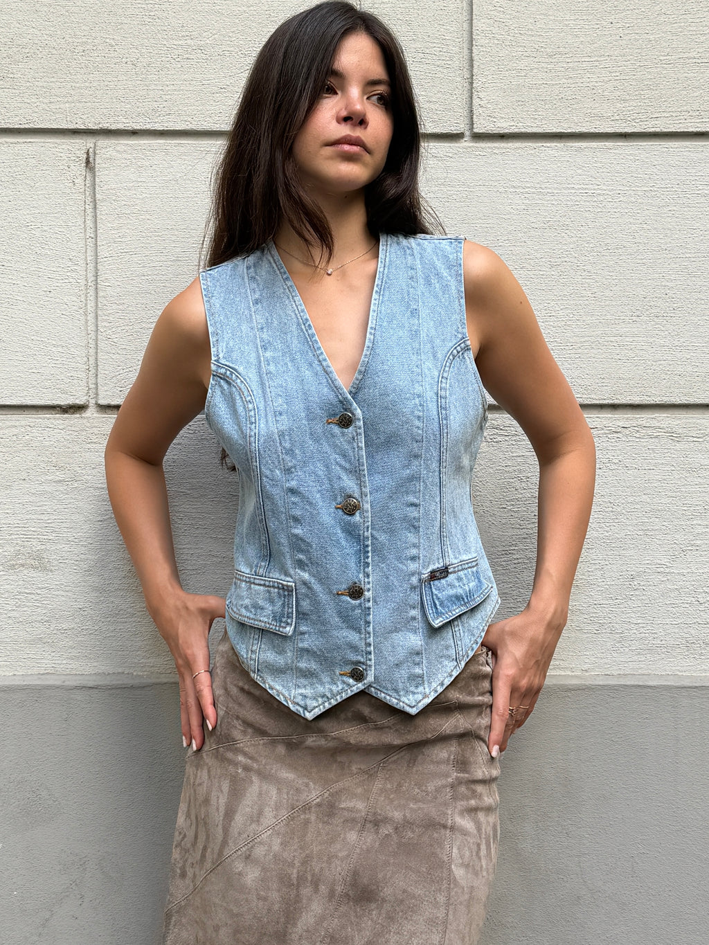 Vintage 100% Cotton Light Blue Vest M
