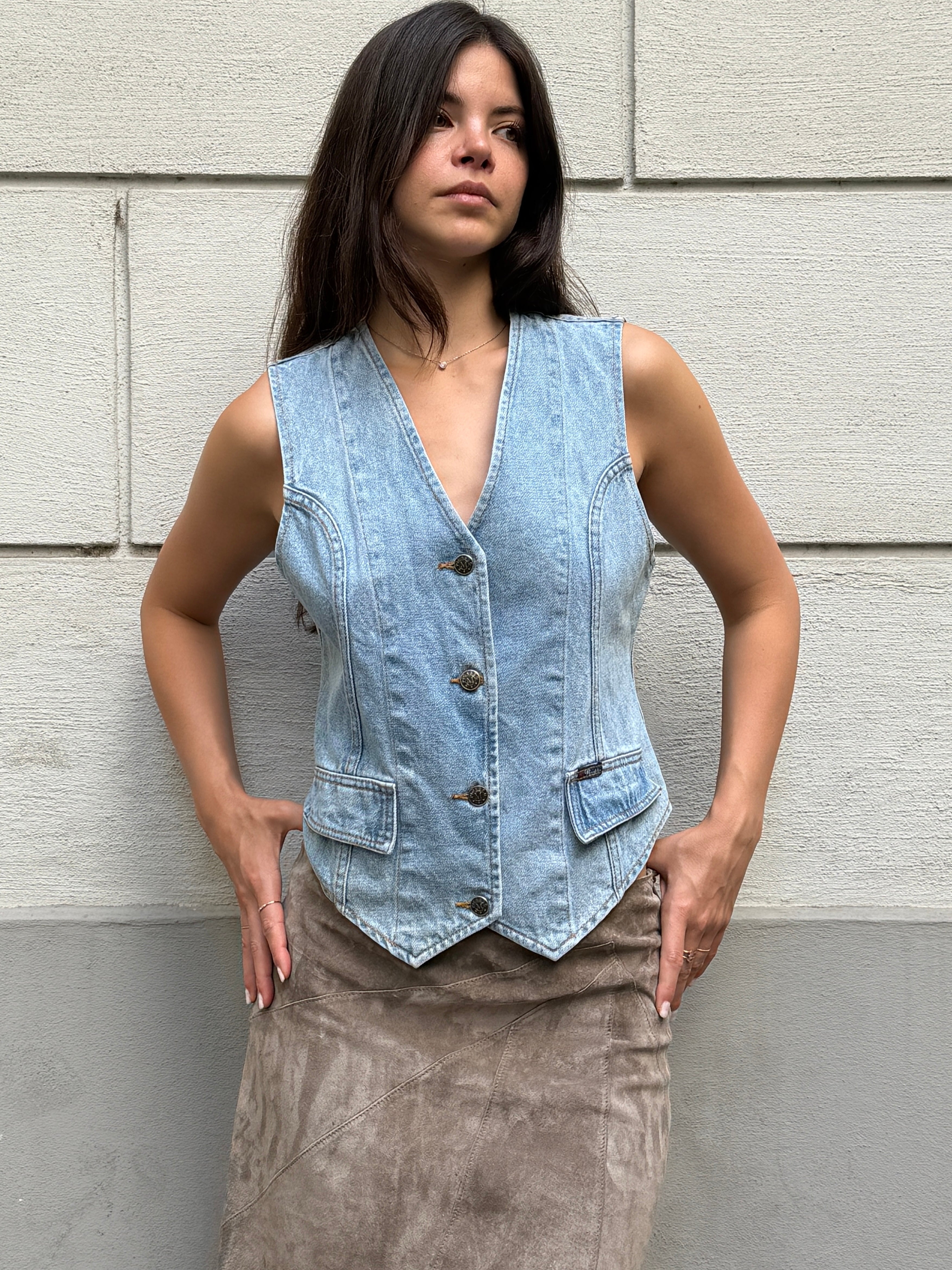 Vintage 100% Cotton Light Blue Vest M