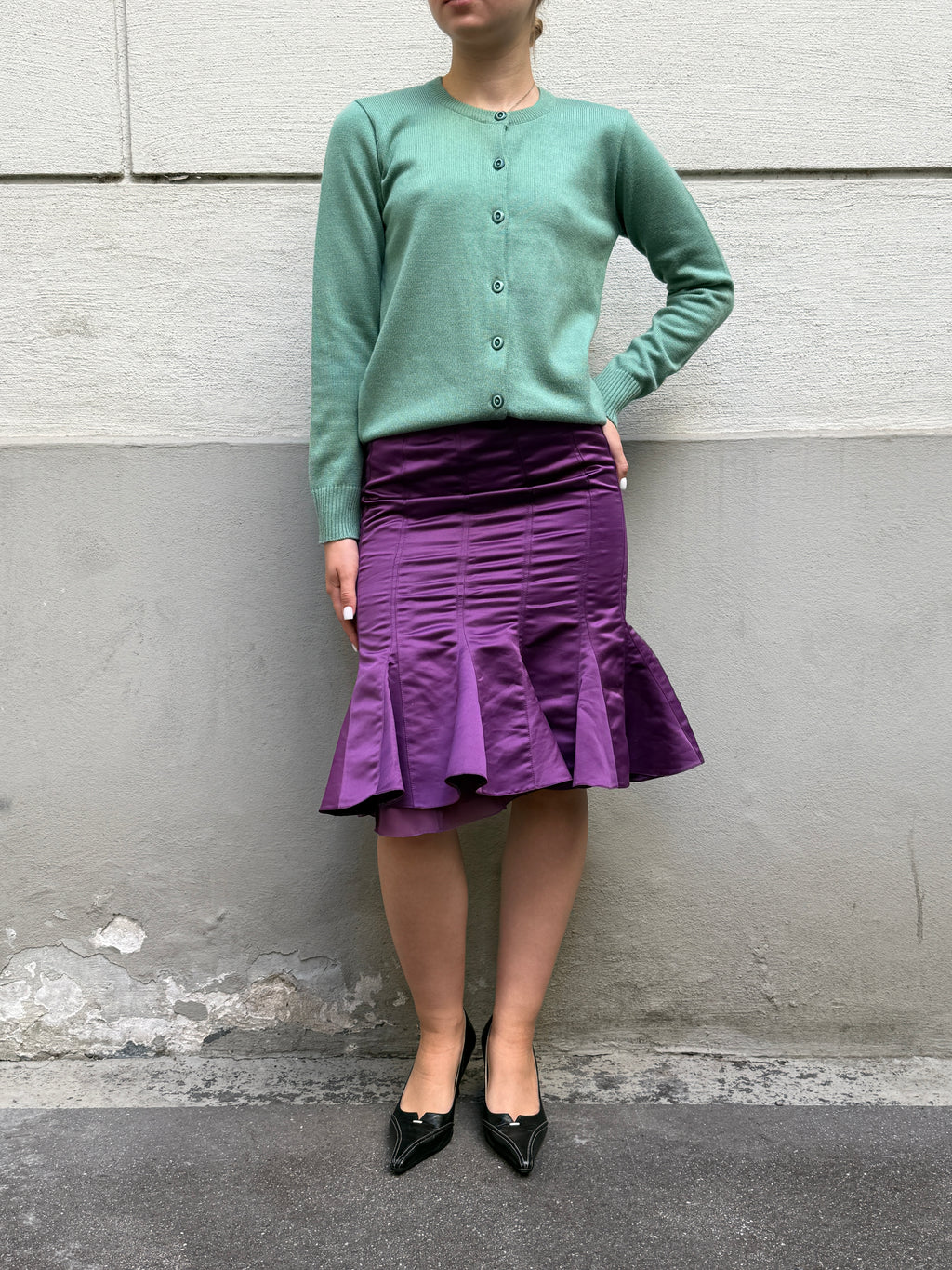 Vintage Giorgio Armani Purple Peplum Skirt XS