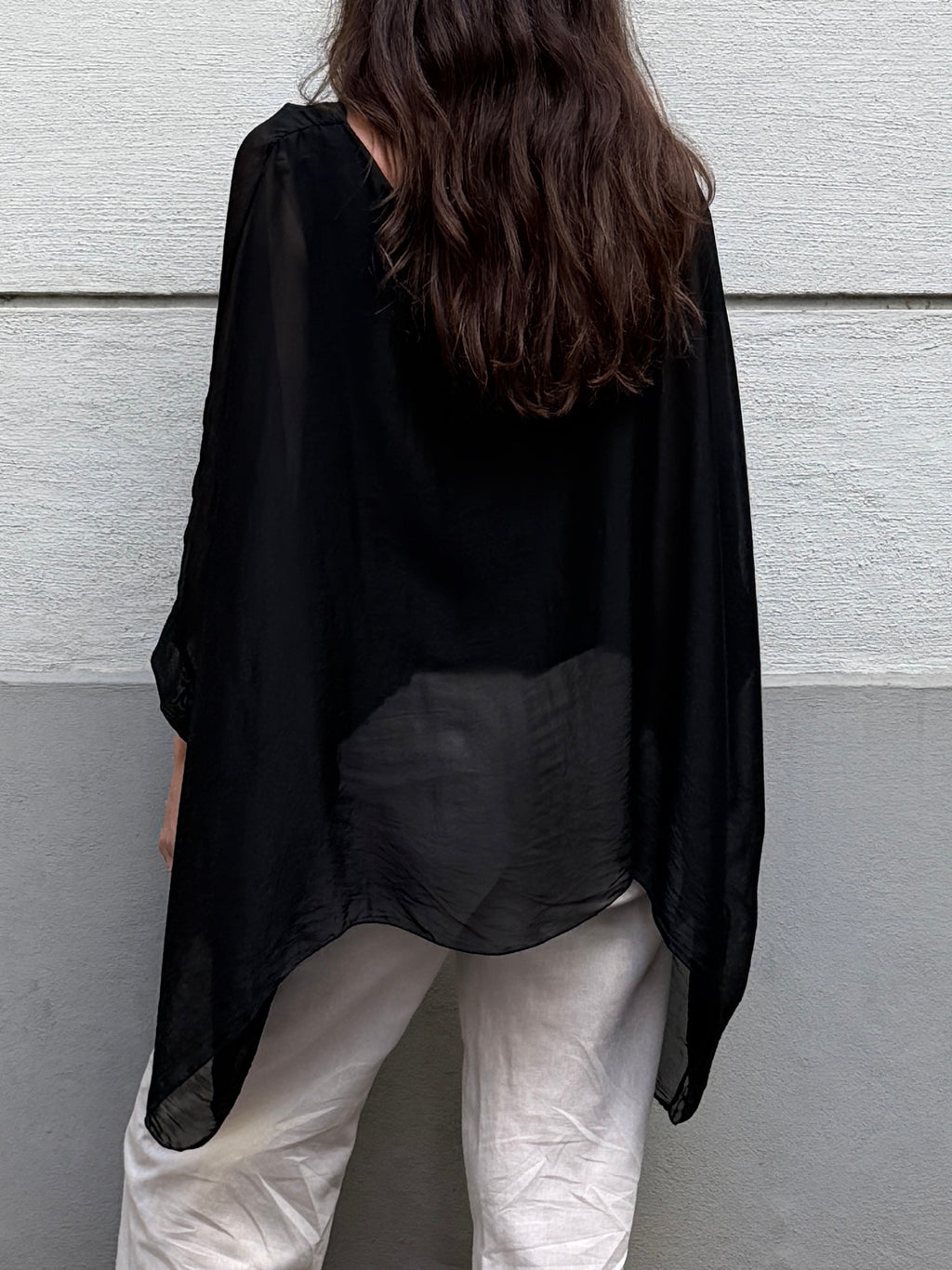 Vintage 100% Silk Black Double Layered Top S/M