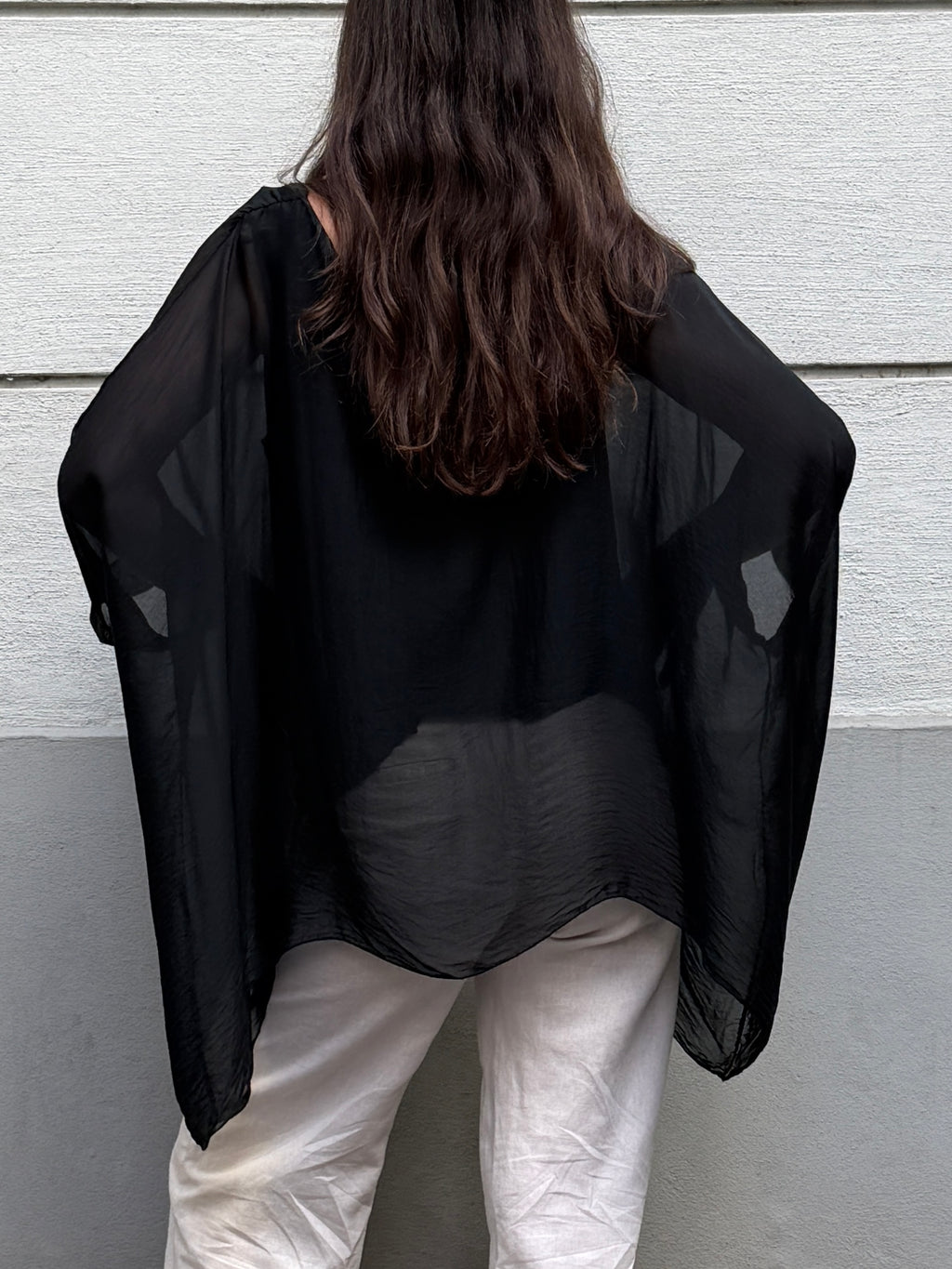 Vintage 100% Silk Black Double Layered Top S/M