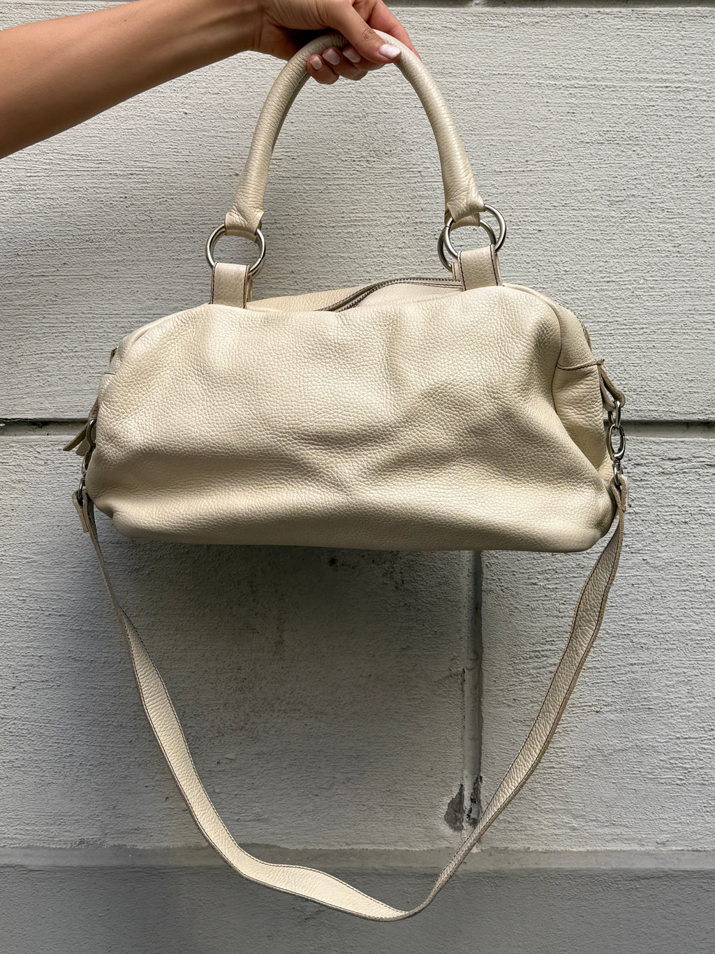 Vintage 100% Genuine Leather Cream Bag