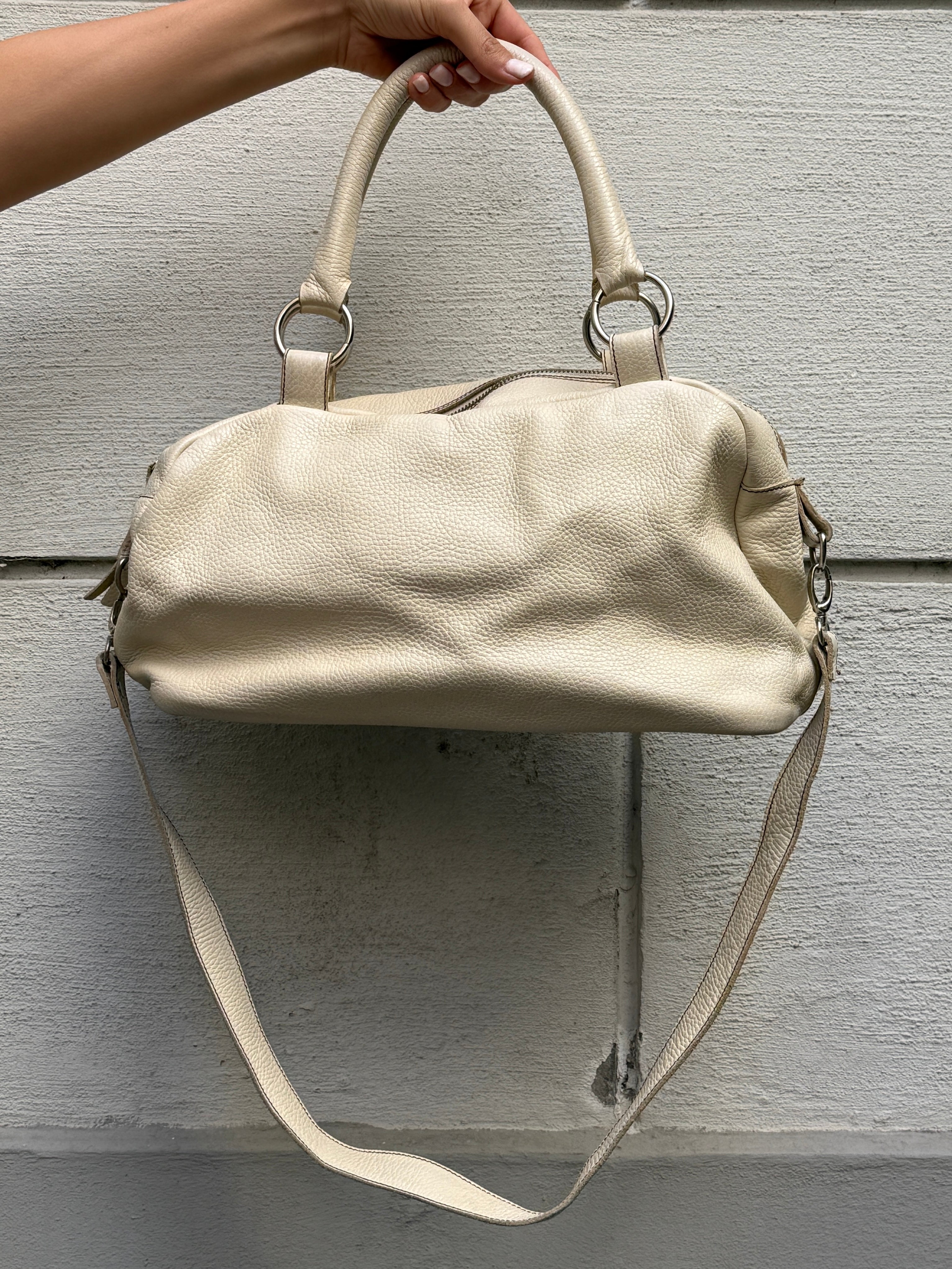 Vintage 100% Genuine Leather Cream Bag