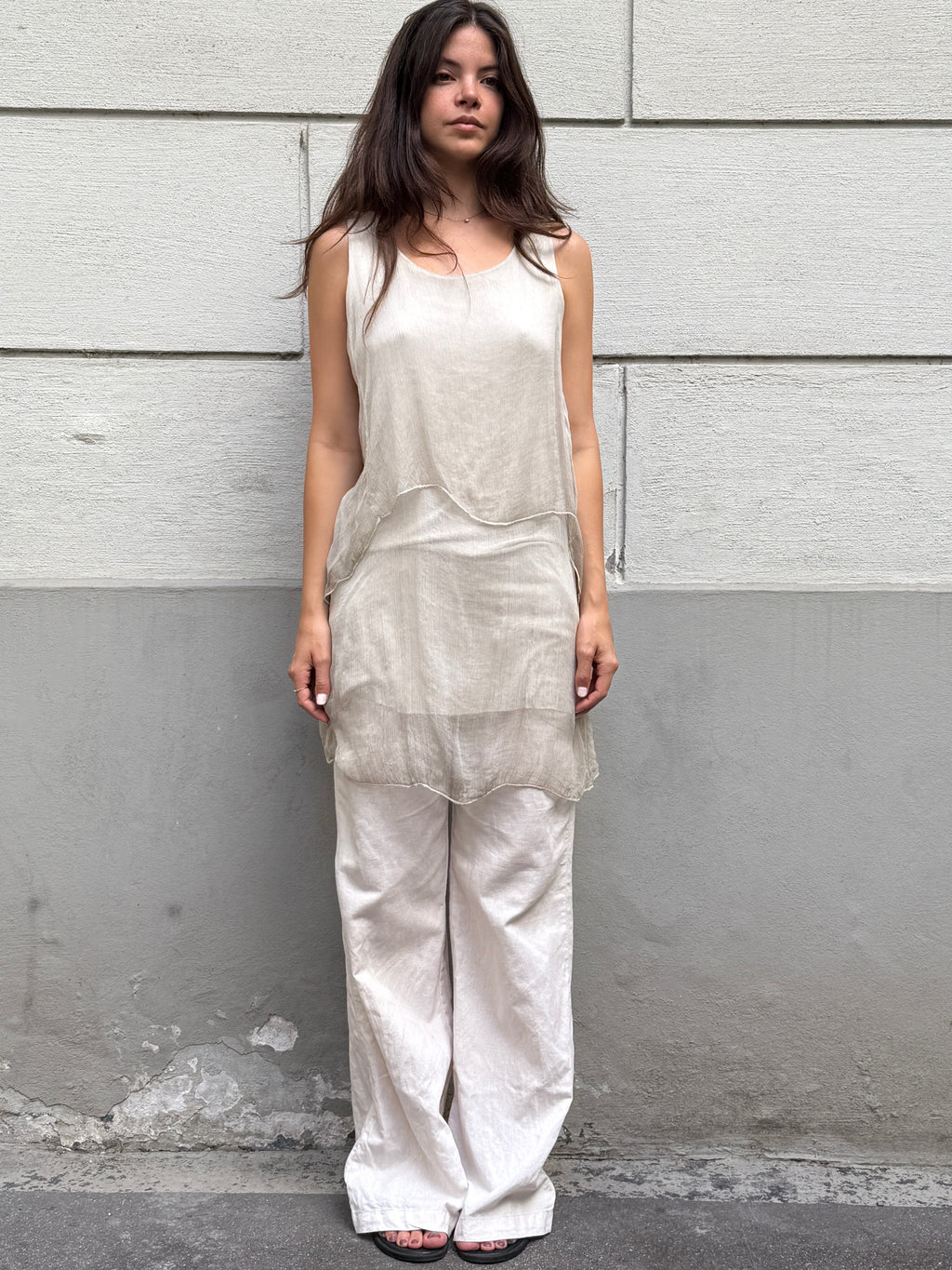 Vintage 100% Silk Sheer Flowy Mini Dress/Tunic Top