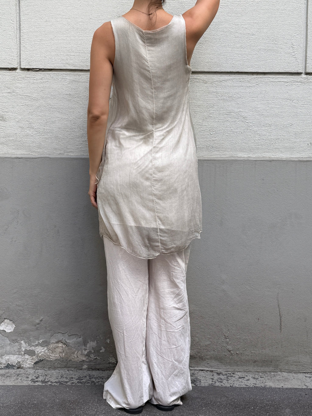 Vintage 100% Silk Sheer Flowy Mini Dress/Tunic Top