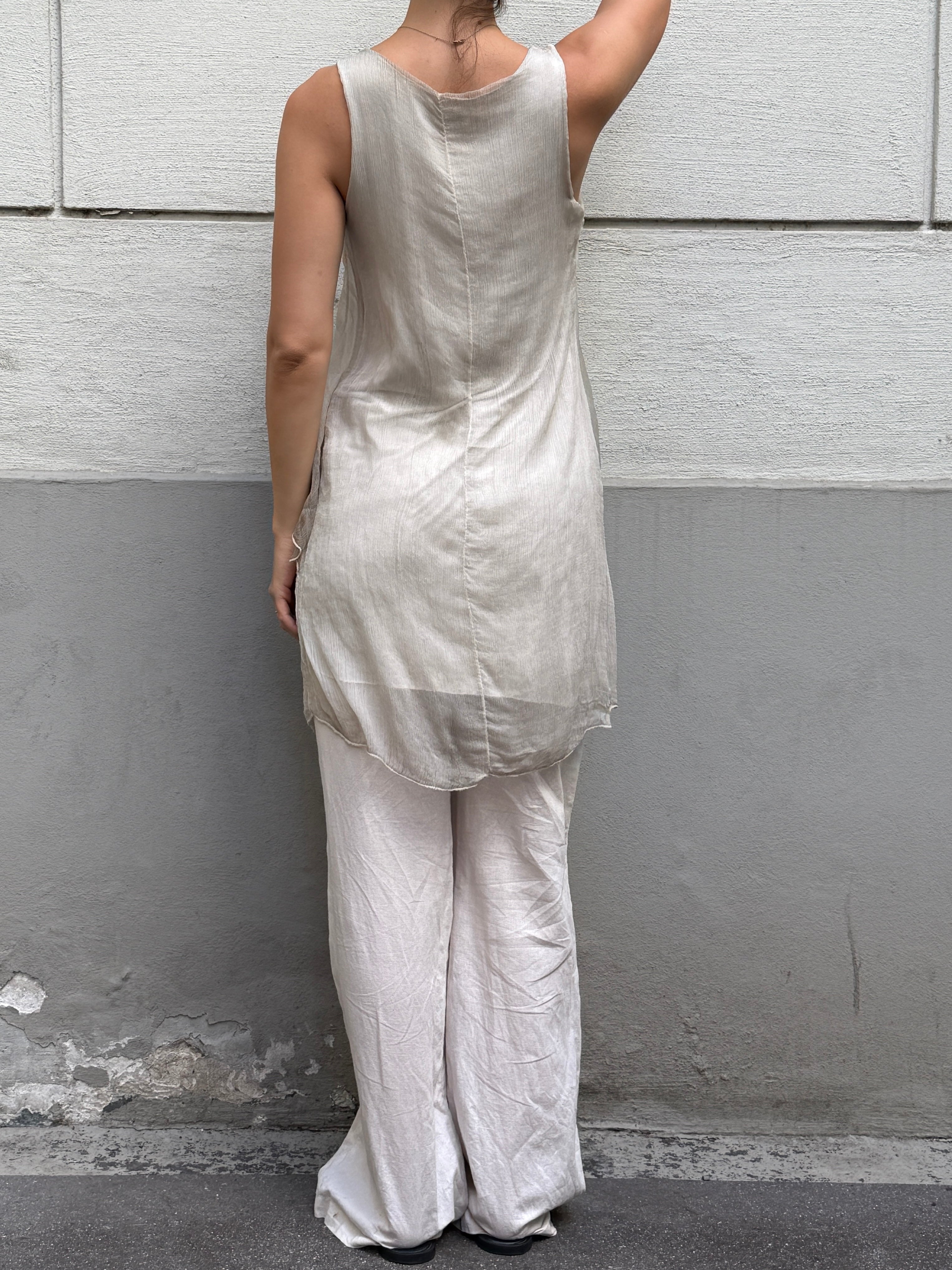 Vintage 100% Silk Sheer Flowy Mini Dress/Tunic Top