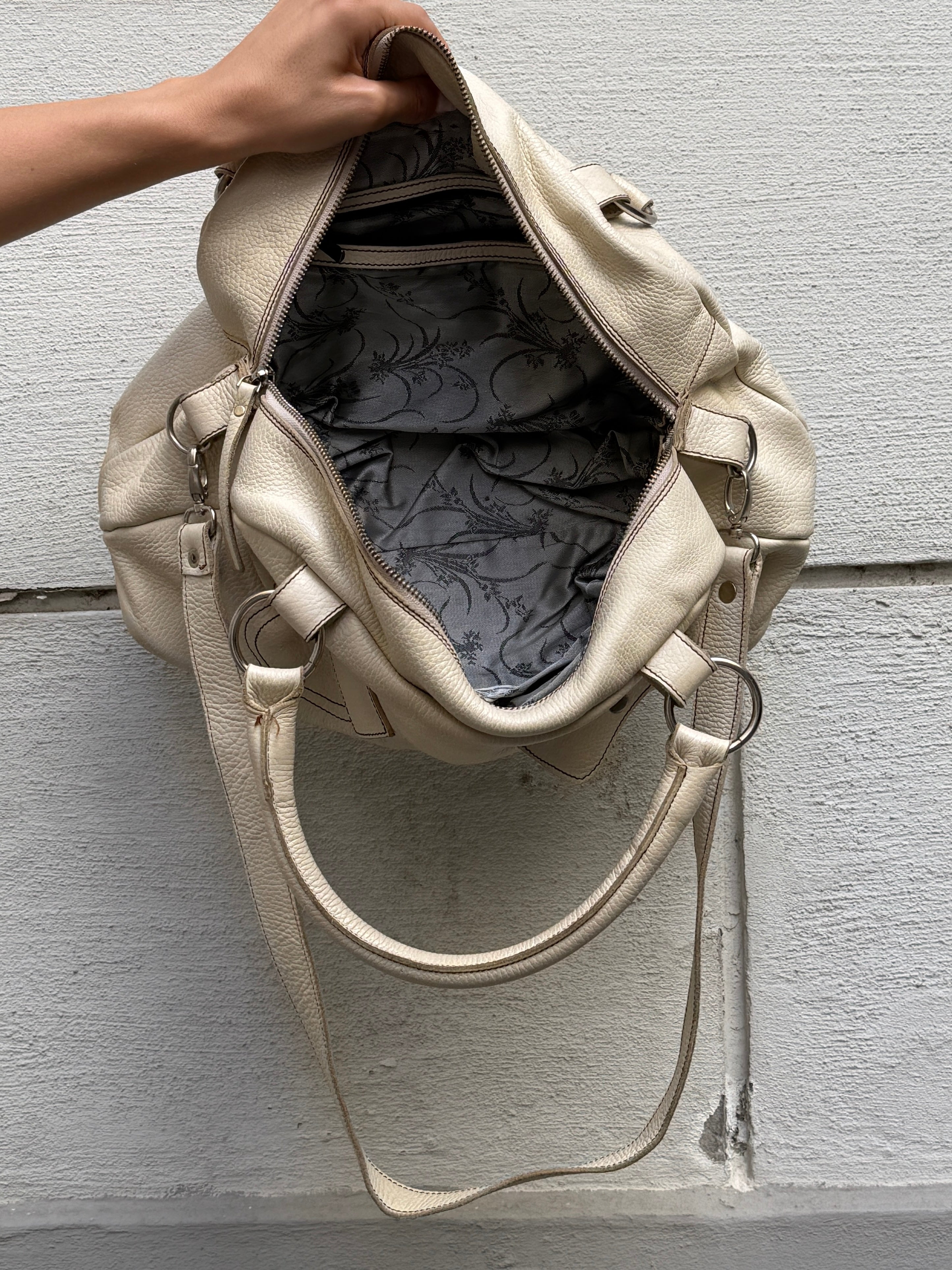 Vintage 100% Genuine Leather Cream Bag