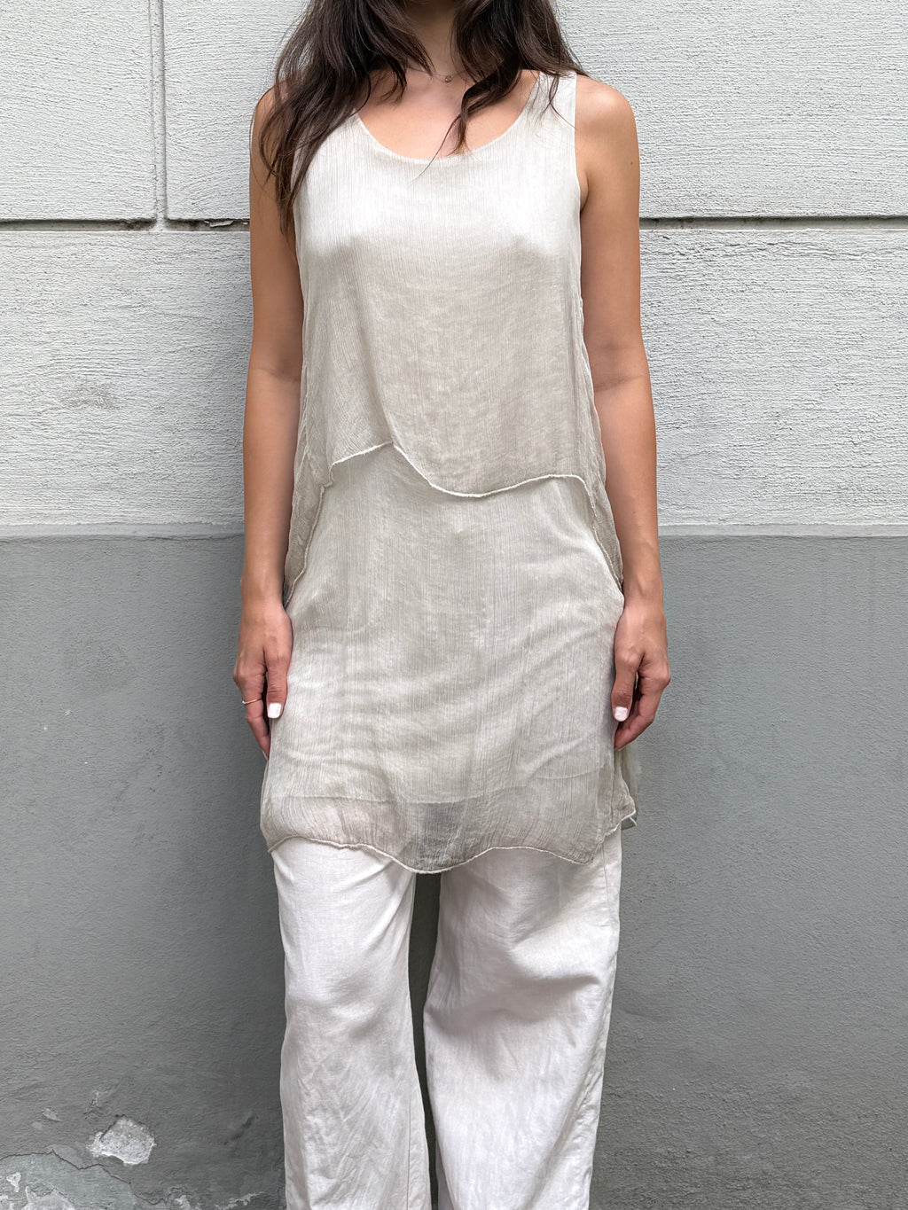 Vintage 100% Silk Sheer Flowy Mini Dress/Tunic Top