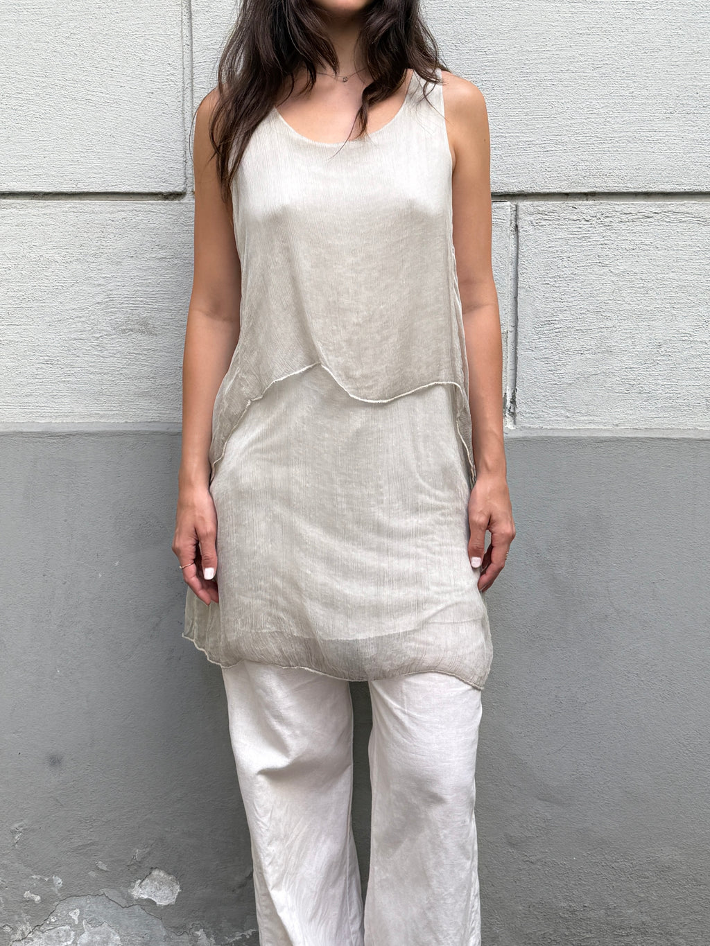 Vintage 100% Silk Sheer Flowy Mini Dress/Tunic Top