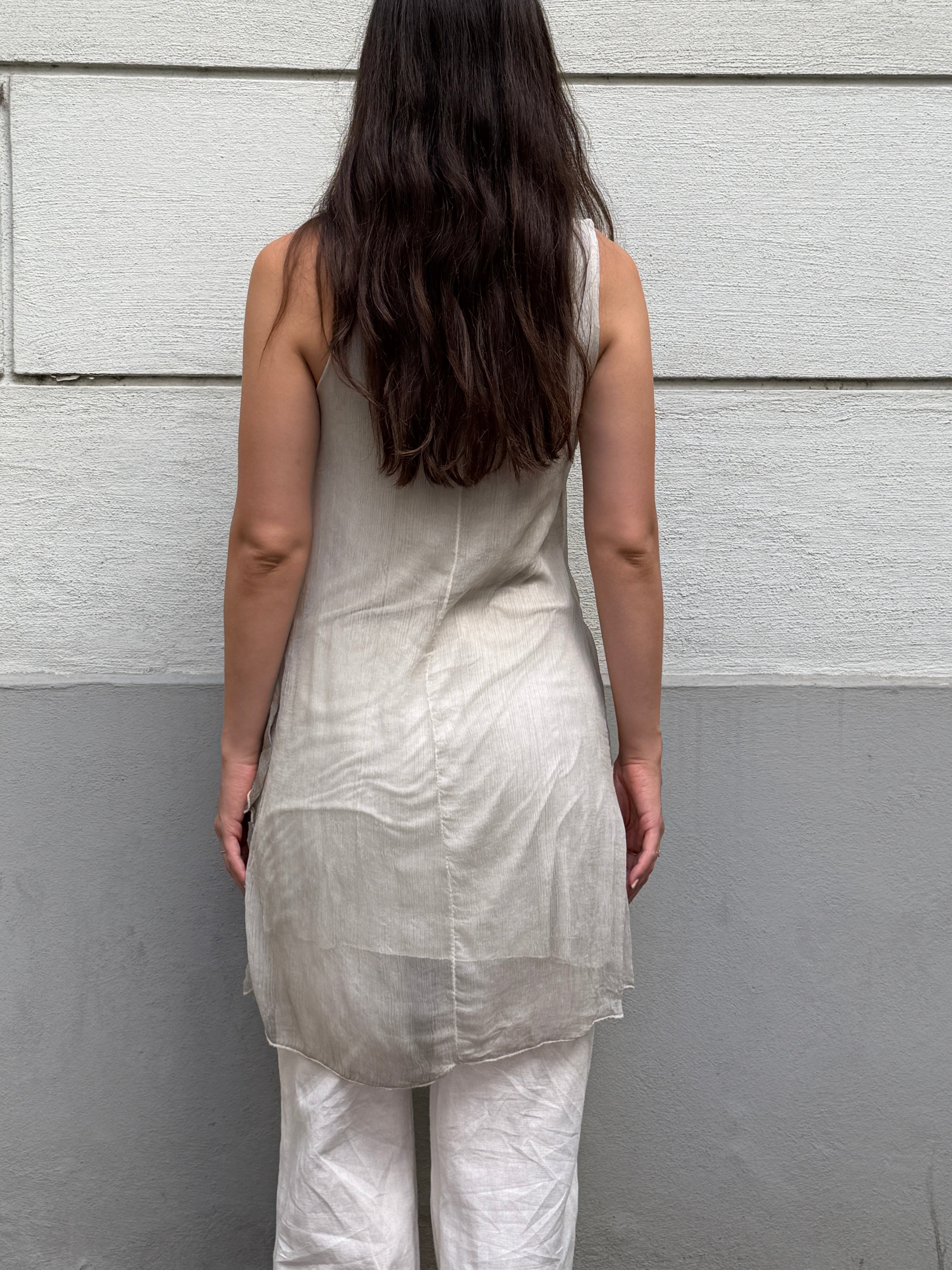 Vintage 100% Silk Sheer Flowy Mini Dress/Tunic Top