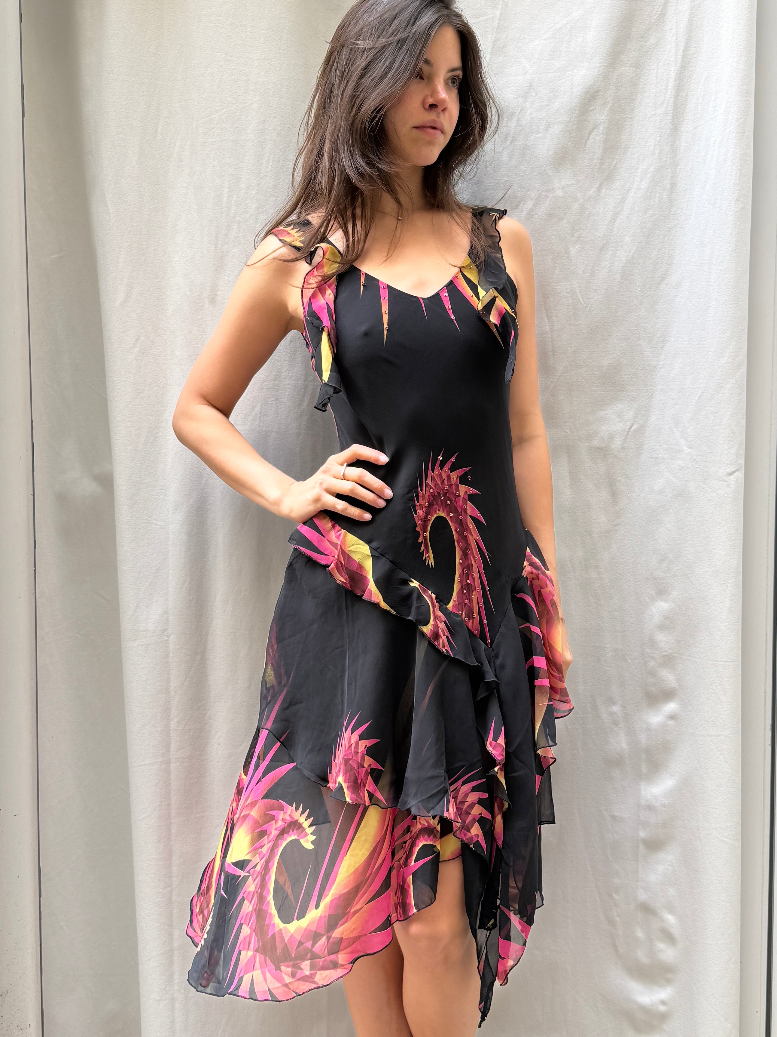 Vintage Y2K Fairy Asymmetrical Dress S