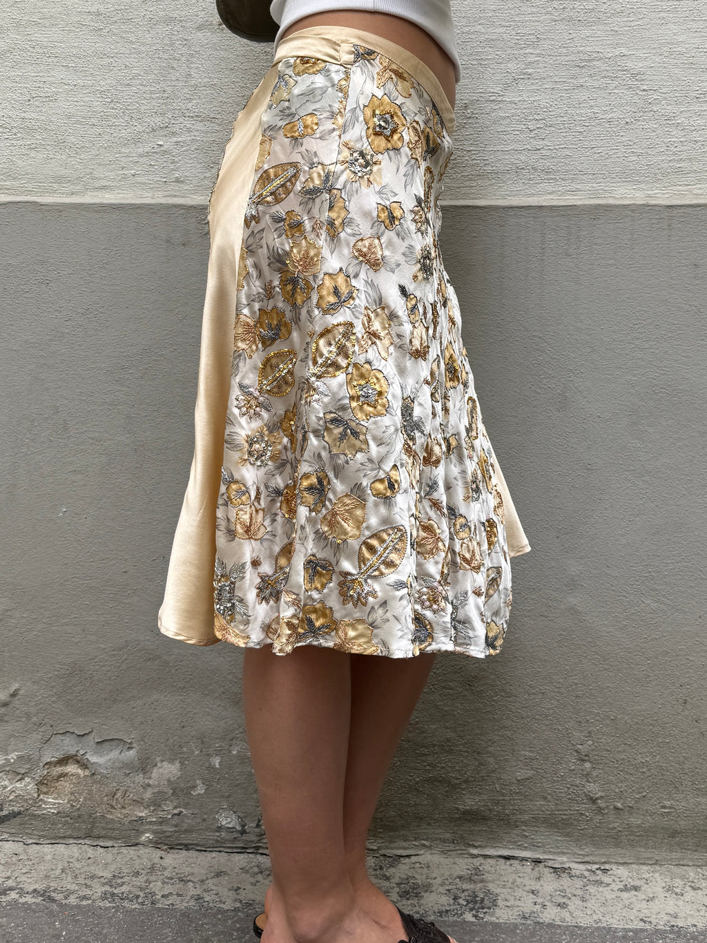 Vintage Twinset 100% Silk Wrap Beaded Print Skirt M