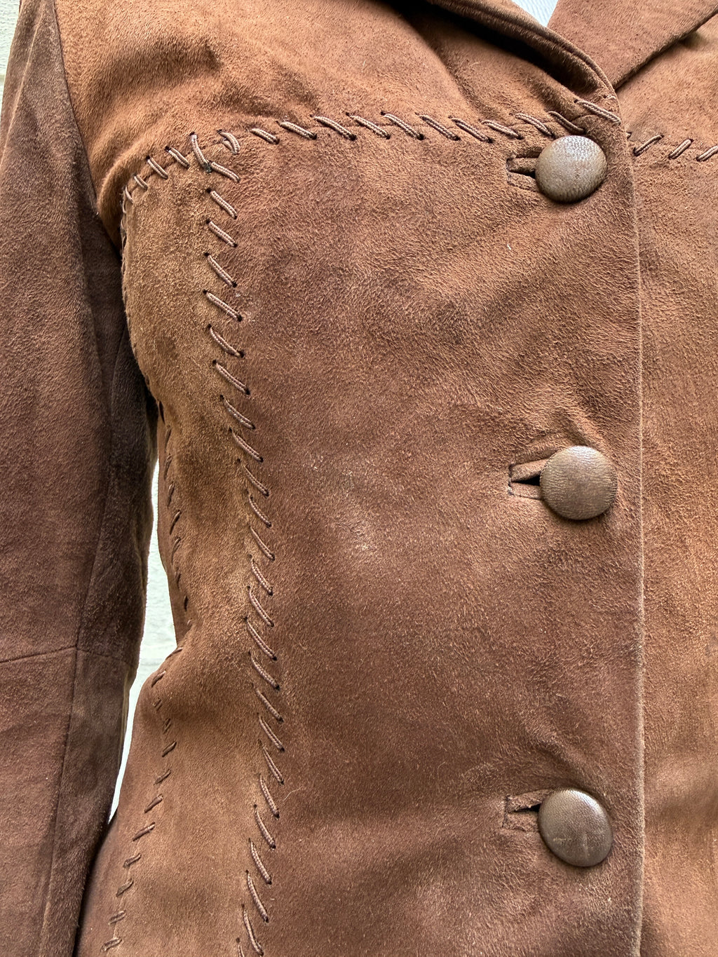 Vintage Brown Suede Lace Up Detail Leather Jacket XS/S