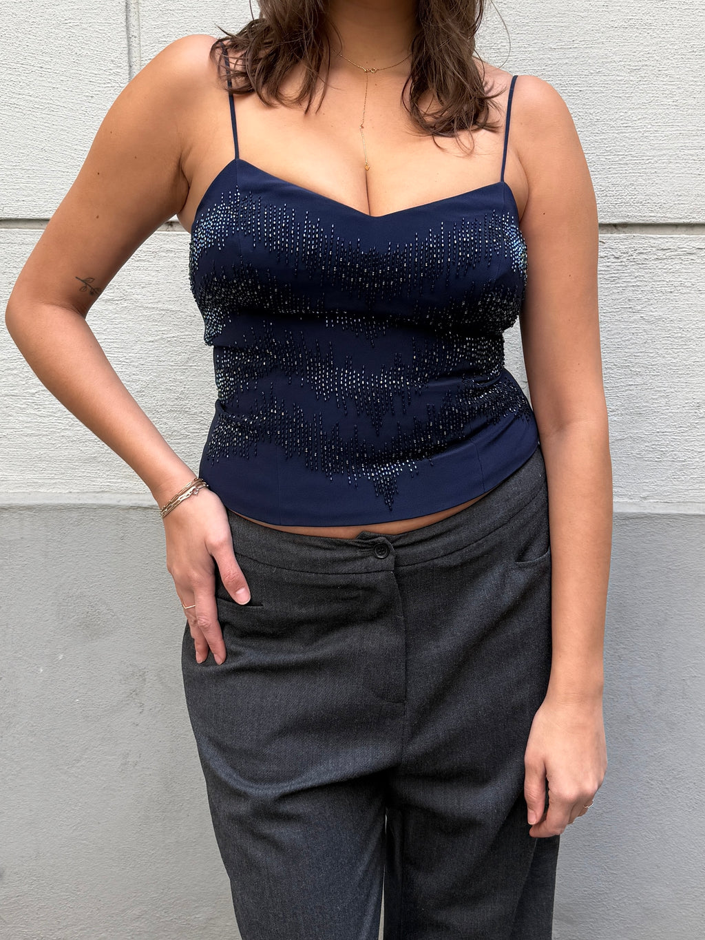 Vintage Sparkly Bustier Top With Built In Bra M/L