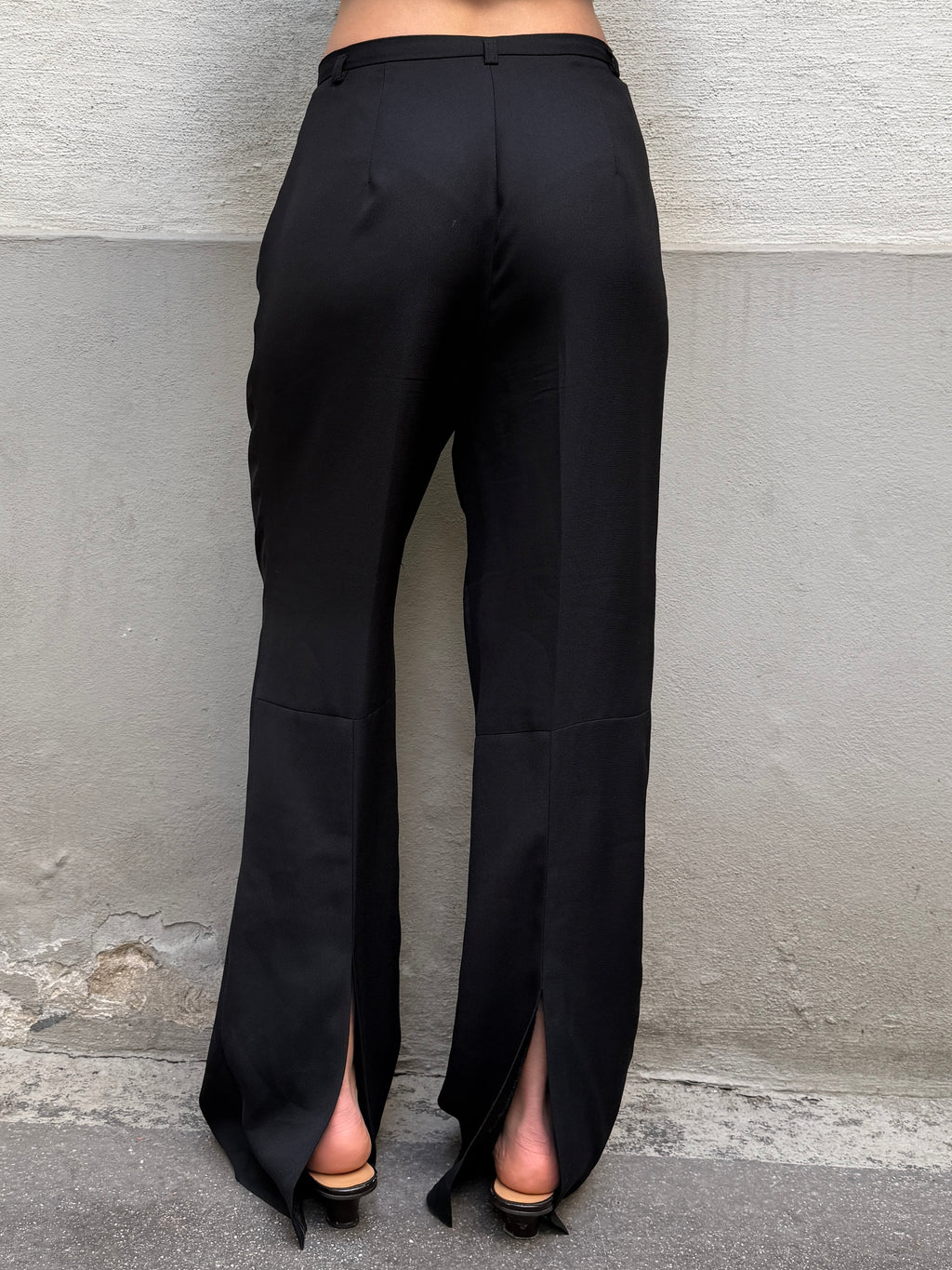 Vintage Black Wide/Straight Slit Leg Trousers M